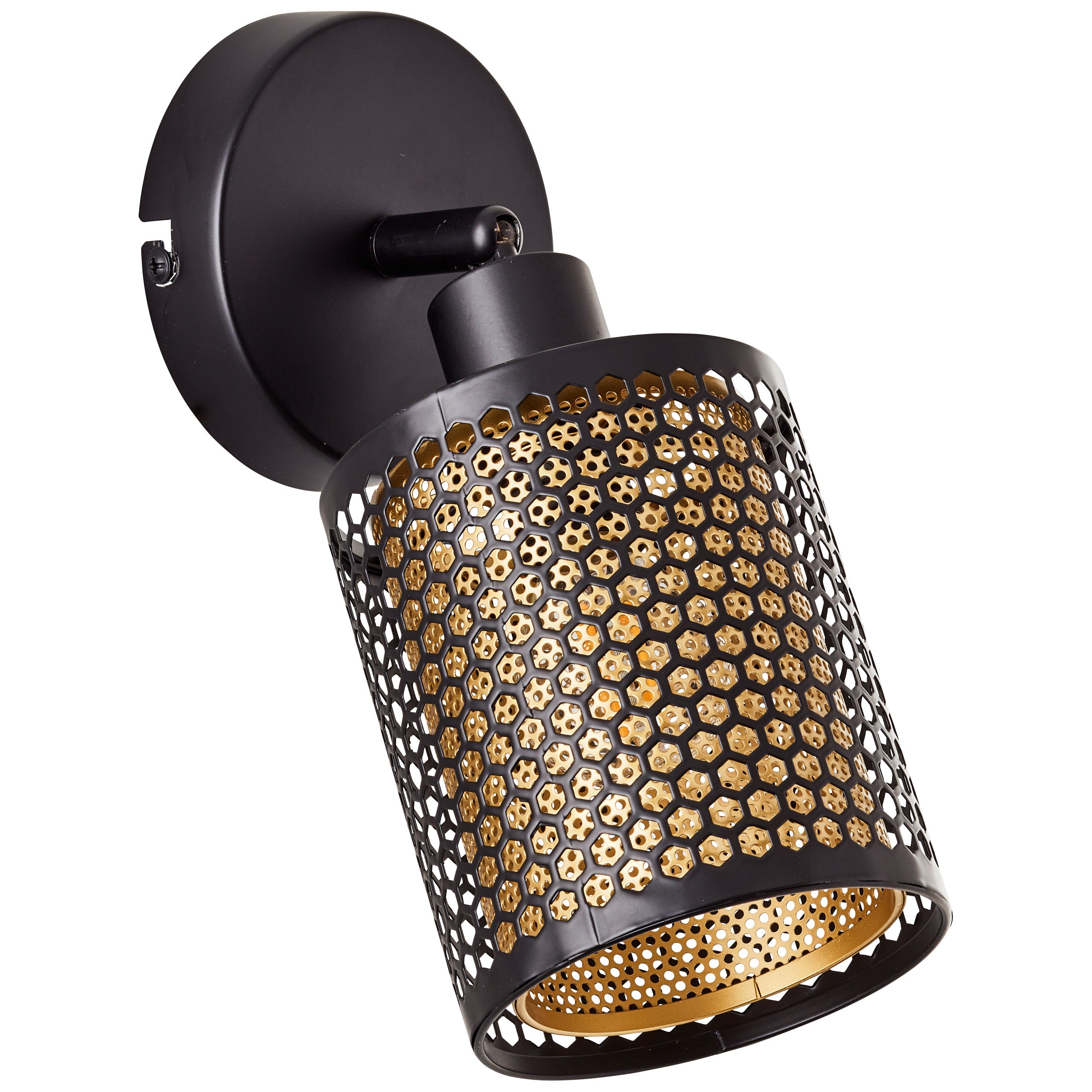 Brilliant lampa ścienna Cheval czarny złoty metal/czarny bambus 1x D45, E14, 28 W - 2