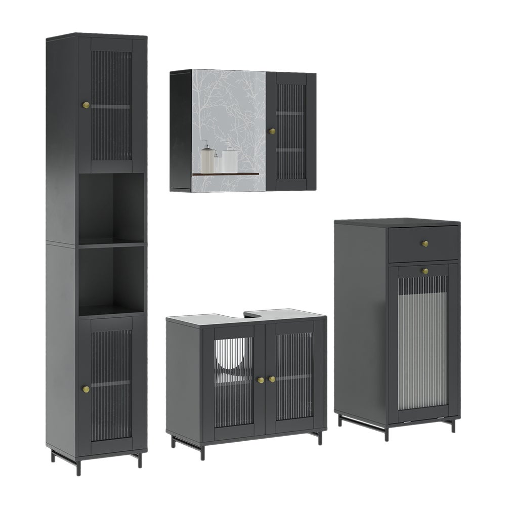 Vicco Zestaw mebli łazienkowych Malte, Szary, 4 części