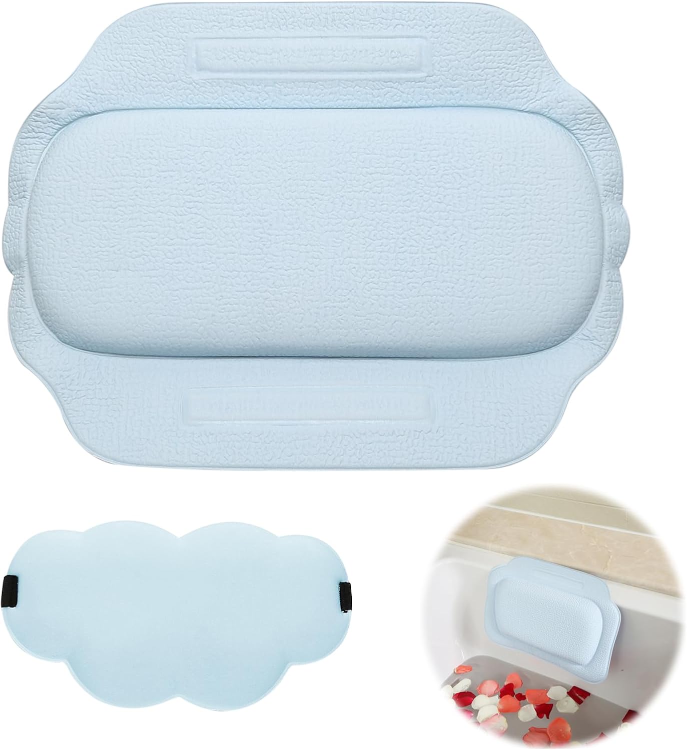Zagłówek do wanny, poduszka do wanny z przyssawką, ergonomiczna, wodoodporna poduszka do wanny z maską do spania, do wanny, basenu, spa