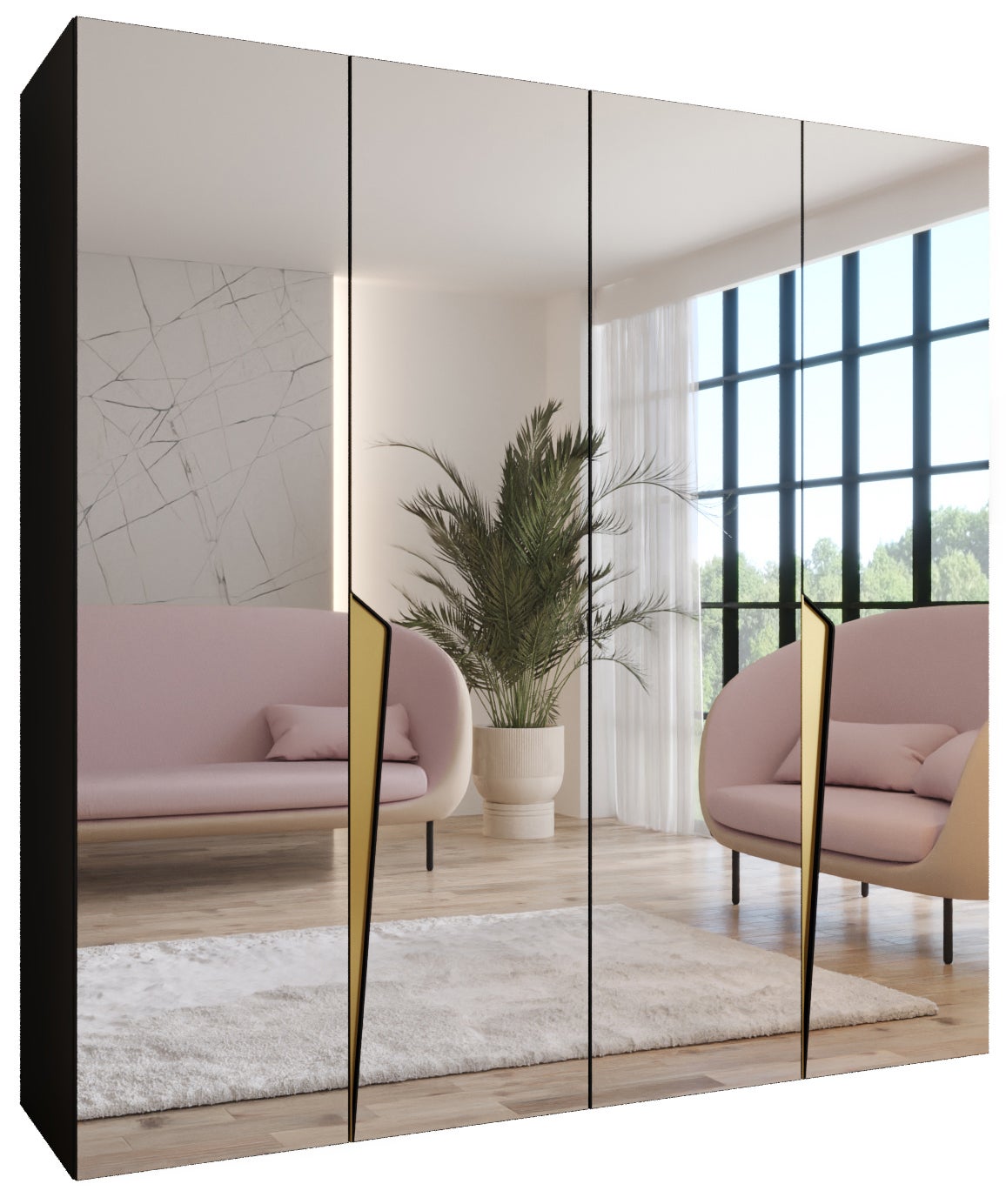 Szafa uchylna otwierana Piano 3 200 x 52 x 202 cm czarny + u. Złoty Abiks Meble