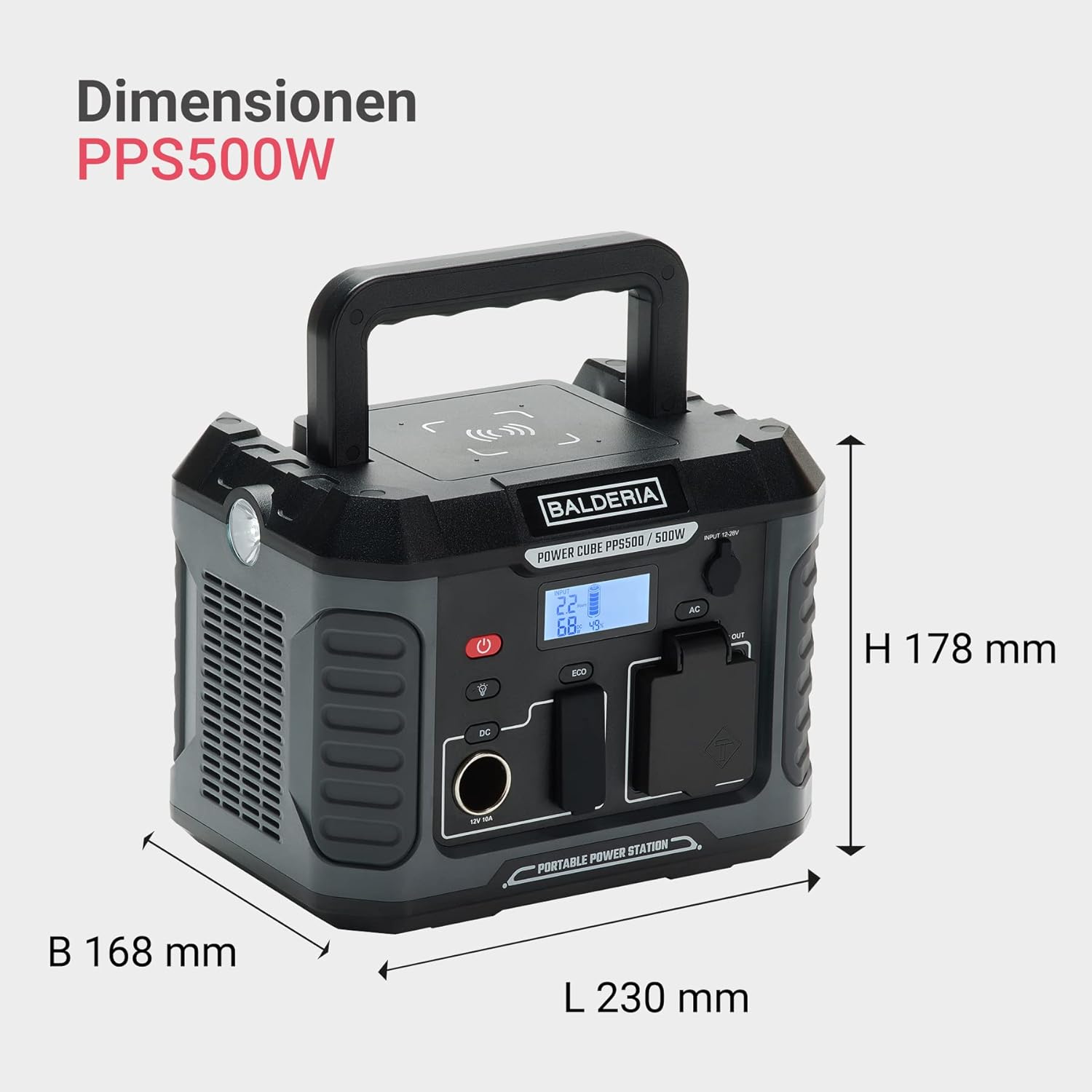 BALDERIA Power Set, station d'alimentation portable 500 W avec panneau solaire pliable 120 W - 6