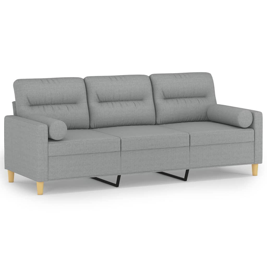 Sofá de 3 plazas | sofá de salón | sofá de descanso con cojines tela gris claro 180 cm cfw705946
