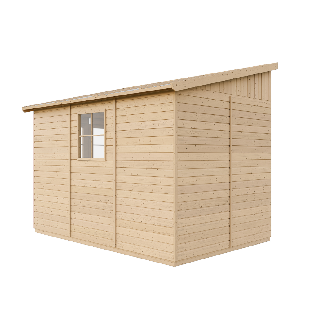Abri de Jardin en Bois Naturel (sans paroi latérale)- Stockage extérieur avec fenêtres- H243x216x318 cm/6 m2 - TIMBELA M339 - 3