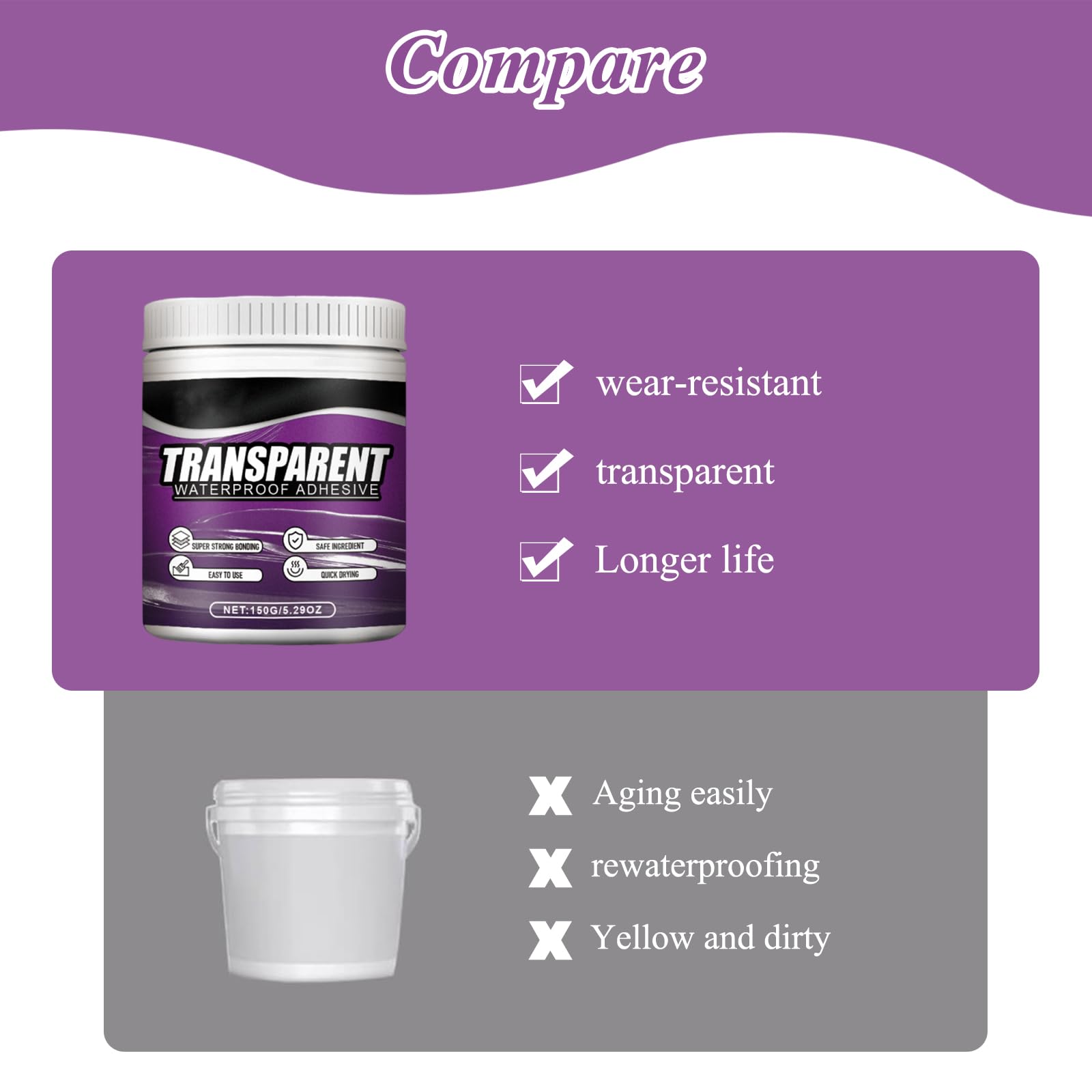 1 botella de 150 g de sellador transparente, impermeable y a prueba de fugas, para cocinas interiores - 6