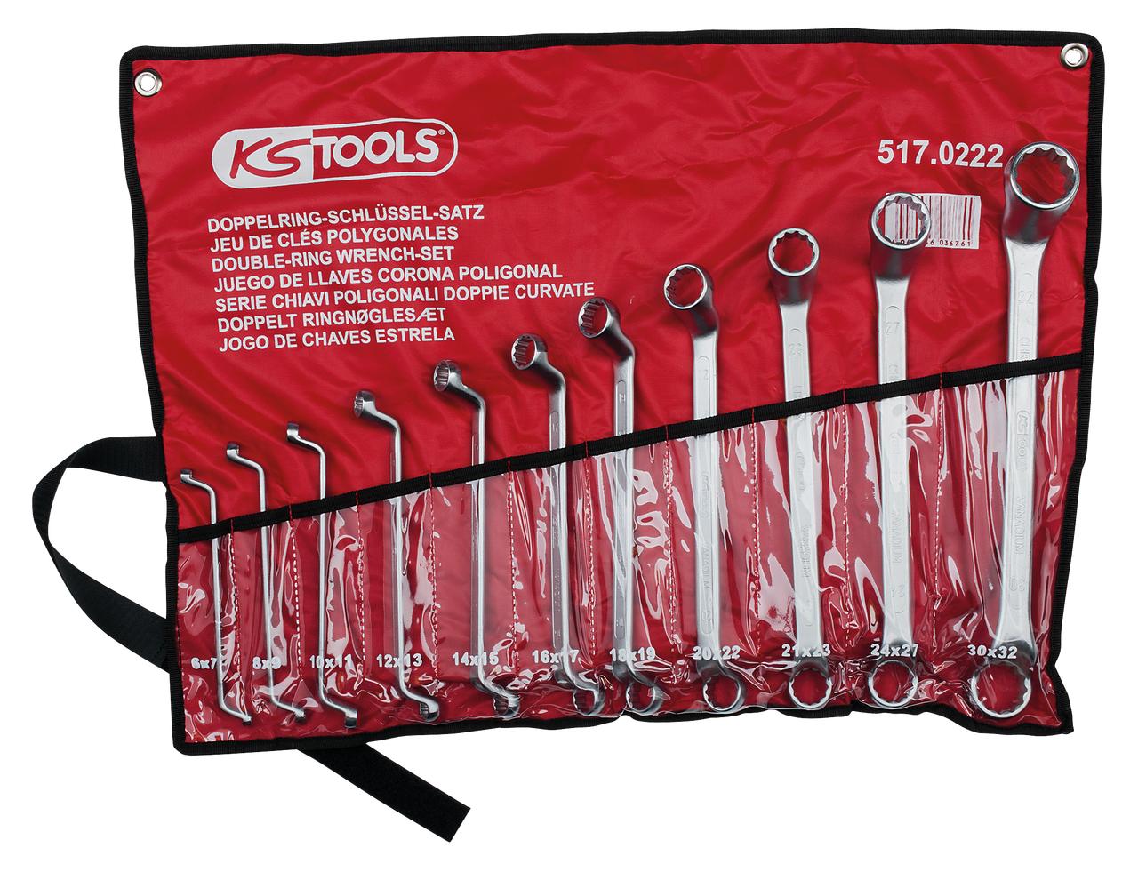 Clé Polygonale Contre-coudée KS Tools 16x17mm - Chrome Vanadium, Finition Chromée, Pour Serrages Couples élevés - 7