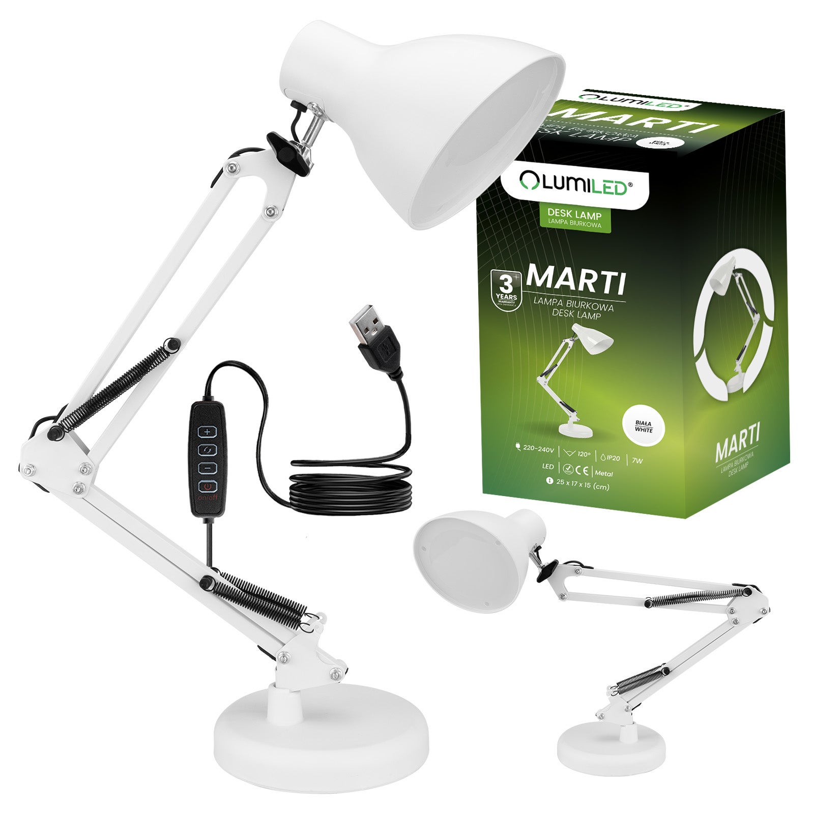 Lampka Biurkowa Lumiled LED Stołowa LED 7W CCT Ściemnialna Biała 1 szt.