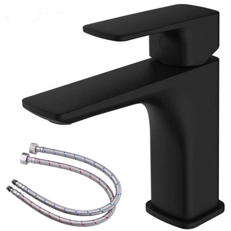 Robinet de chiuvetă anti-stropire negru cu furtun de admisie a apei de 60 cm