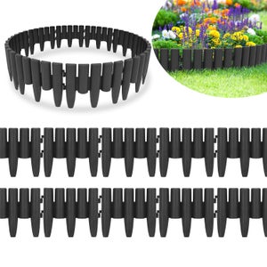 Bordo Per Aiuole In Plastica Effetto Rattan – 10 M (10 Pezzi Da 100x20 Cm) – Marrone – Recinzione Da Giardino Resistente Agli UV