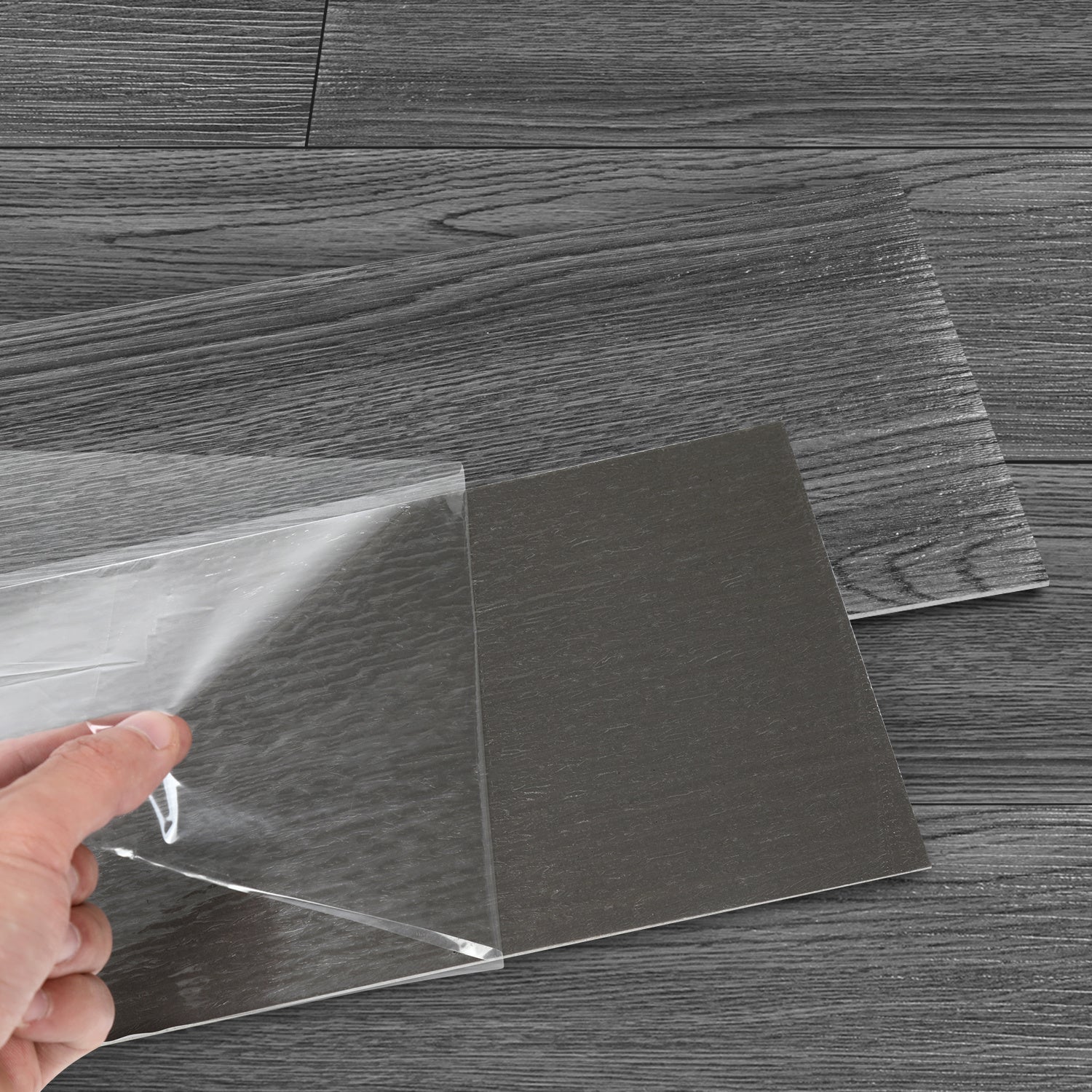 Klej do podłóg PCV, PCV, winyl, 36 sztuk, 5 m², drewno ciemnoszare, 91,5 cm x 15,2 cm x 2 mm
