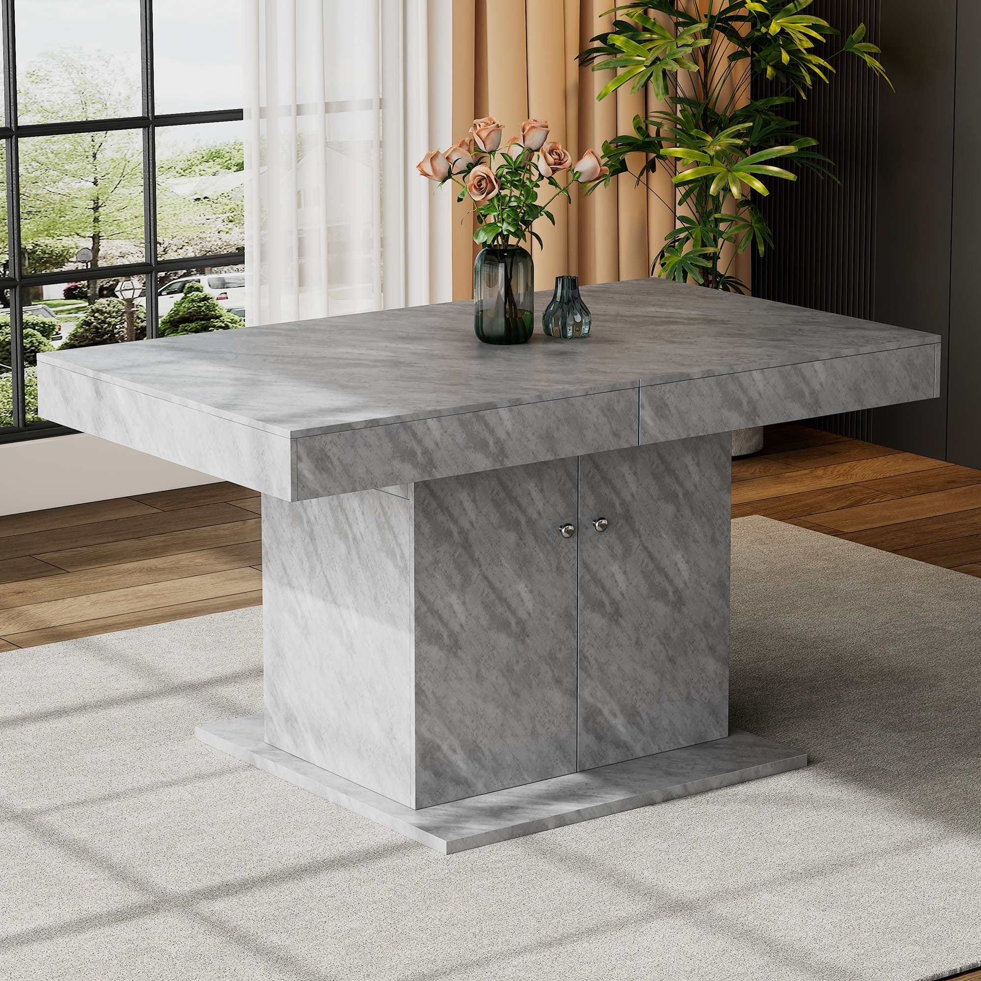 Tavolo Da Pranzo Pieghevole Multifunzionale - Allungabile Con Cassetti - Da 4 A 7 Posti - Bianco, Stile Moderno