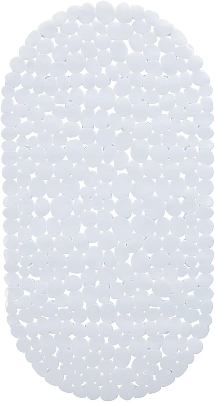 Mata łazienkowa antypoślizgowa, imitacja kamienia, z przyssawką, zmywalna, dł. x szer.: 36 x 68 cm, biała