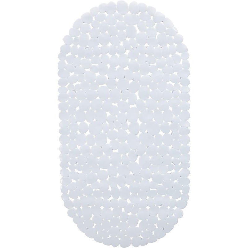 Mata łazienkowa antypoślizgowa, imitacja kamienia, z przyssawkami, zmywalna, dł. x szer.: 36 x 68 cm, biała