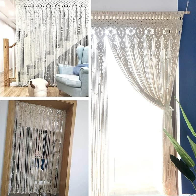 Rideaux muraux en macramé pour séparateur de pièce, occultant, antistatique, ne peluche pas facilement, rideaux tissés à la main pour portes - 4