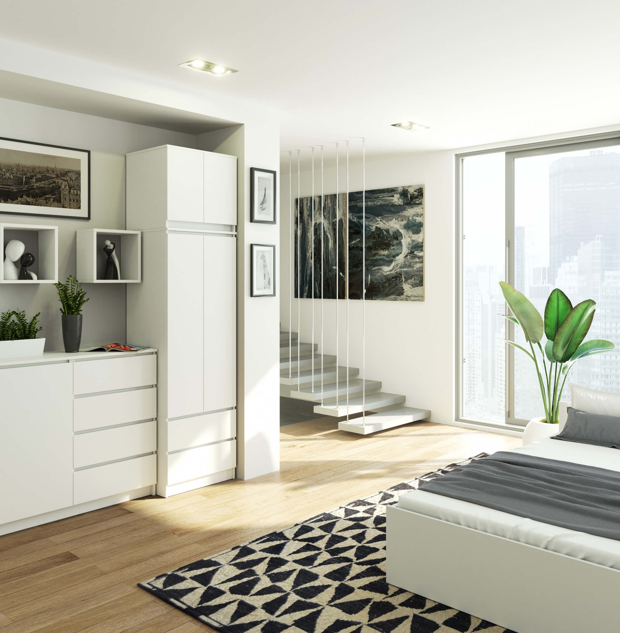 Armoire avec surmeuble AKORD S60 Blanche 60 cm 2 portes 2 tiroirs façade Blanche 3 étagères 60x51x234 cm - 5