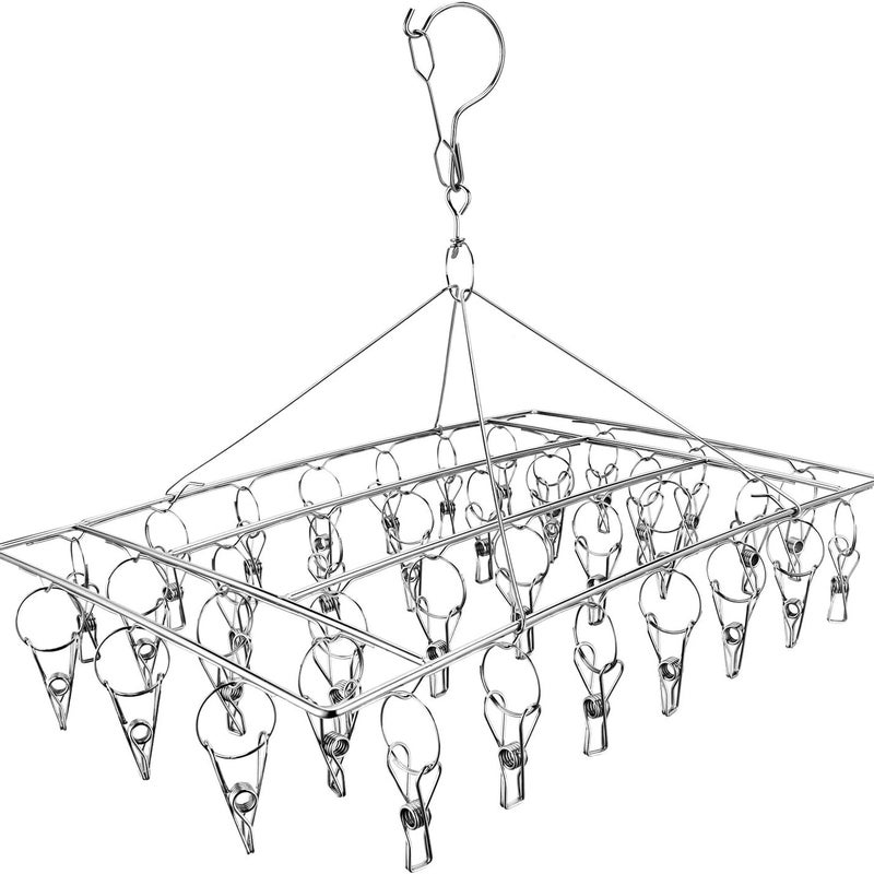 Stojak ze stali nierdzewnej do suszenia skarpet, wieszaki, 36 kołków