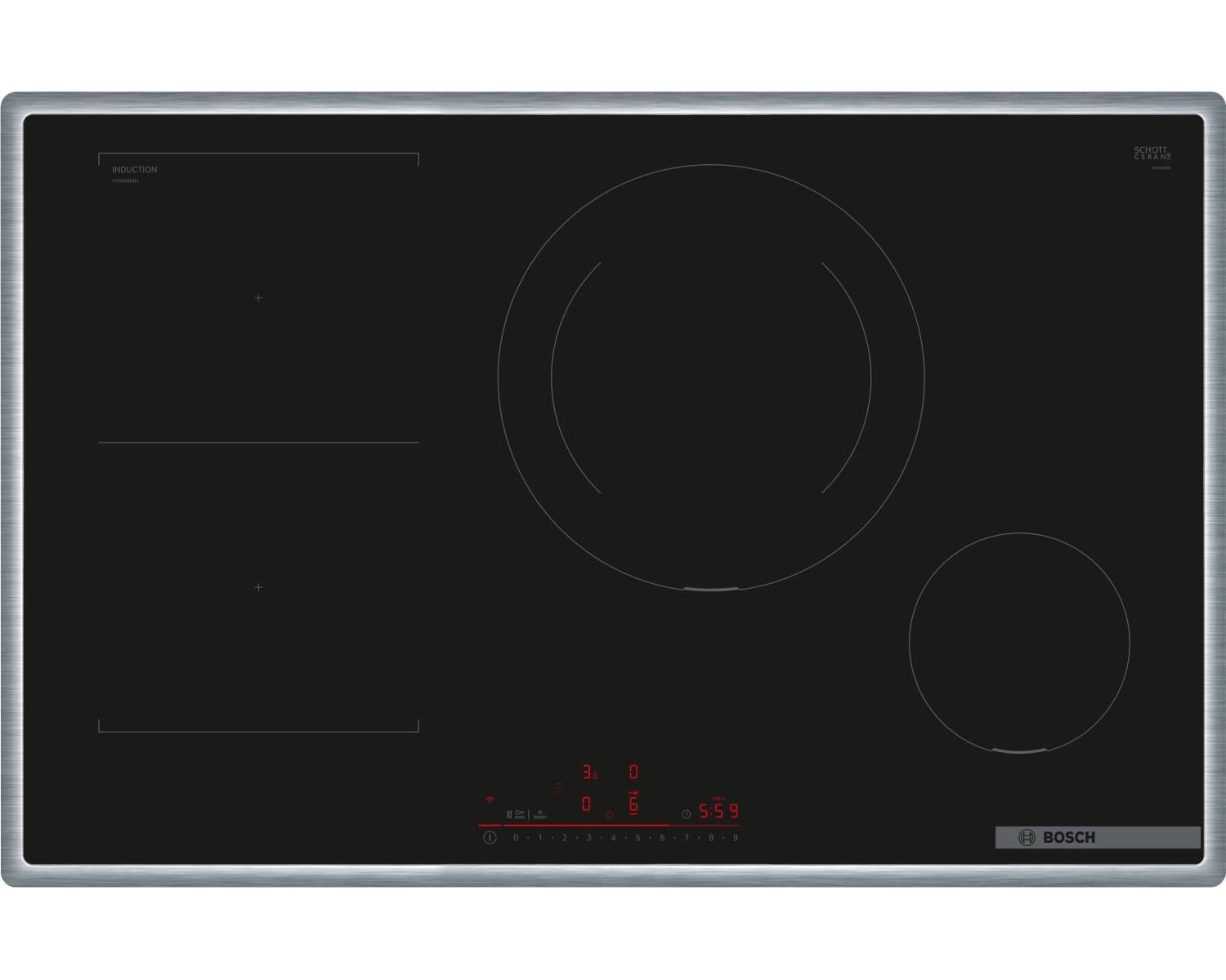 Bosch Placa De Inducción Empotrada Serie 6 Pvs845hb1e De 80 Cm Y 4 Fuegos, Color Negro , Leroy Merlin