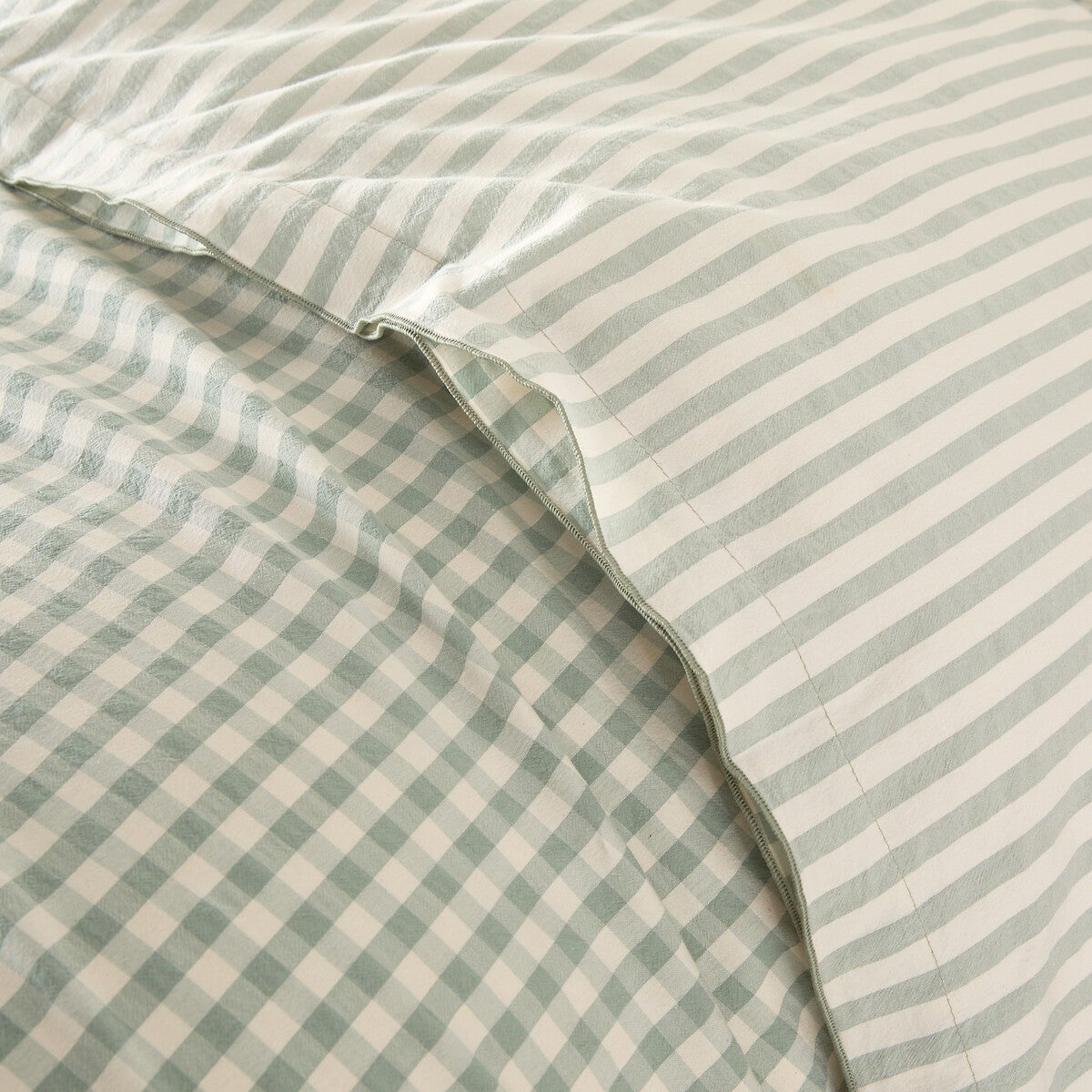 Housse de couette coton seersucker, Cottage vert - Vert sauge - 200 x 210 cm - 5