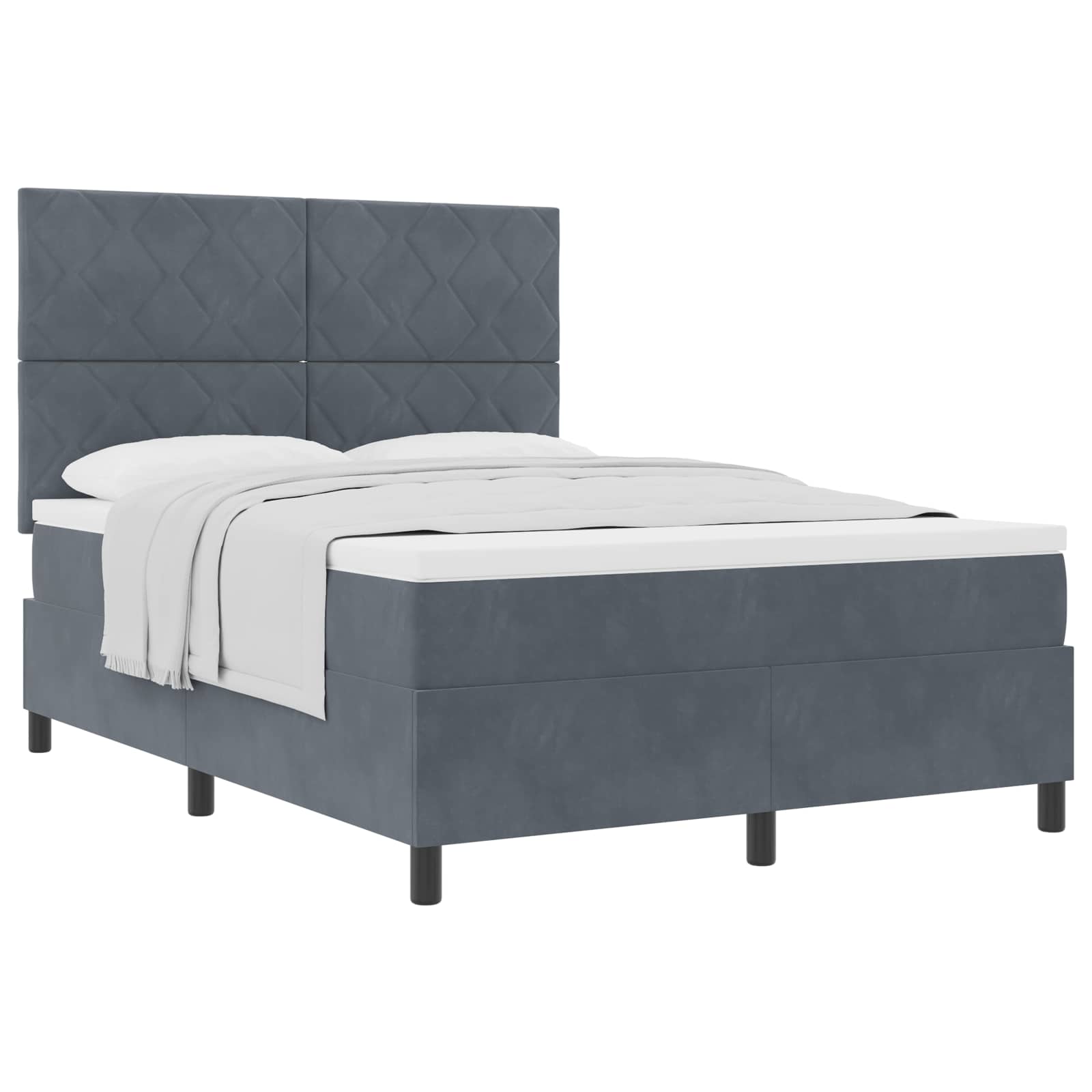 Cama tipo Box Spring Gris oscuro 140 x 200 cm Terciopelo | Leroy Merlin