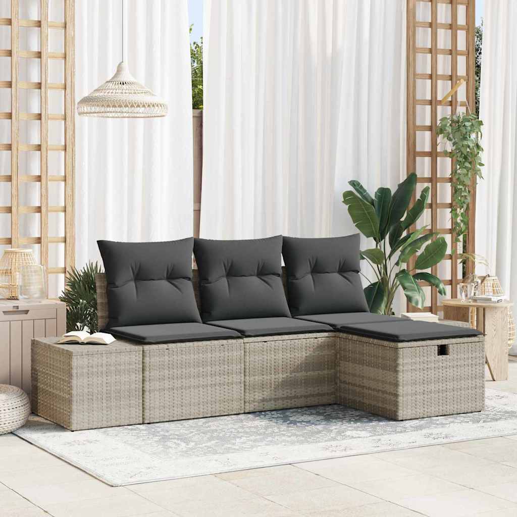 Zestaw Sof z poduszką 4 pcs polirattan vidaXL
