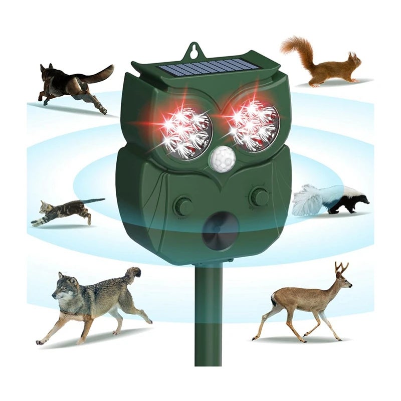Repelente ultrasónico para gatos para jardín, repelente solar de ...