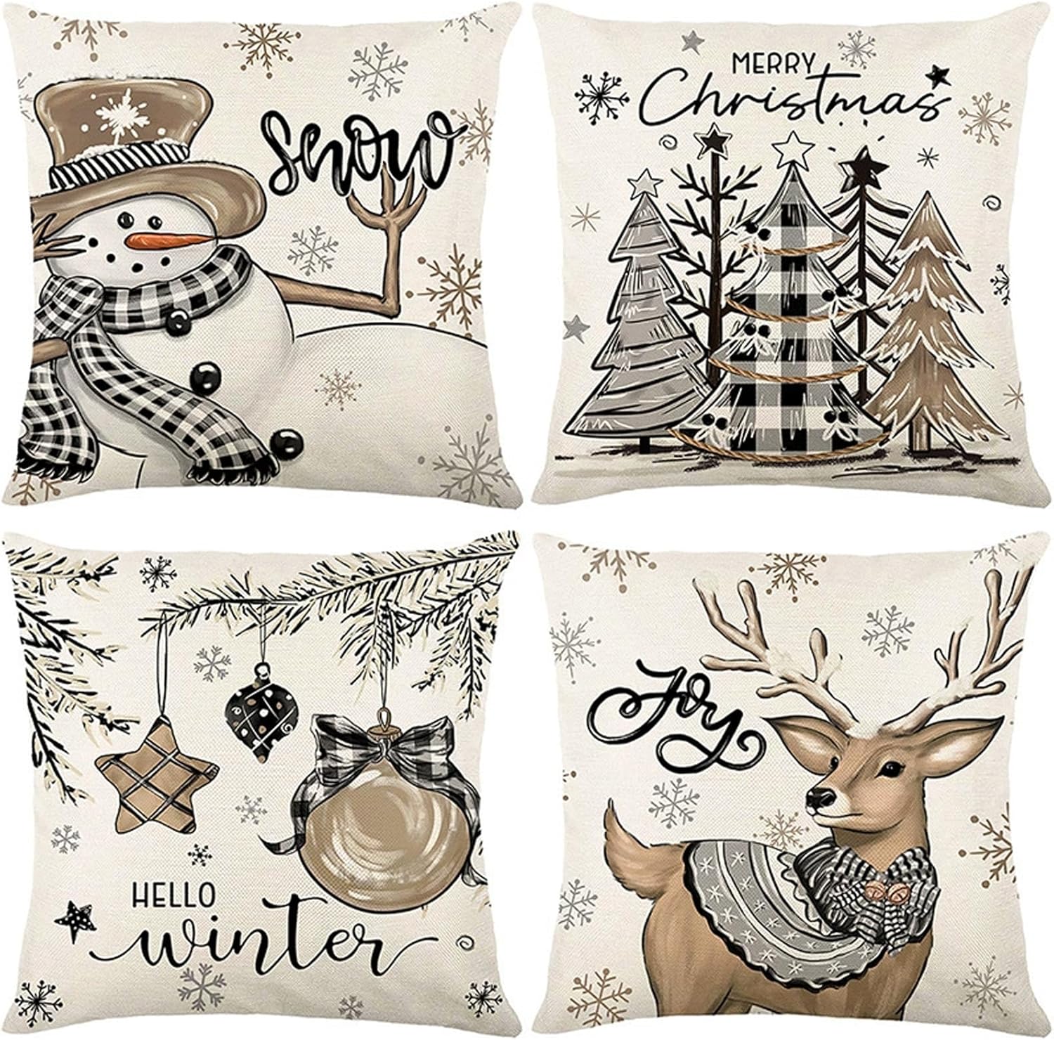 45 X 45 Cm (cuatro Estilos) 4 Piezas De Fundas De Almohada Navideñas