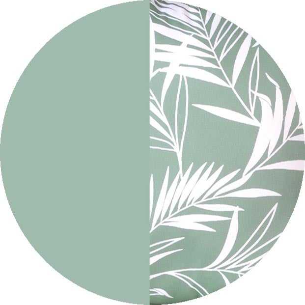 Coussin matelassé bain de soleil, transat, en Tissu déperlant 190x60cm bicolore Imprimé Vert et Uni Vert, DYLREV - 6