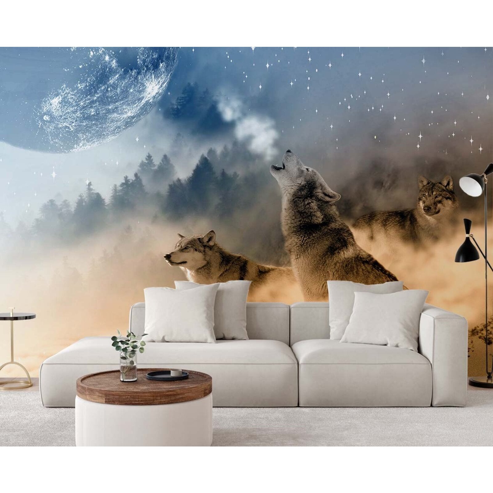 Papier peint loups hurlants - 450 x 315 cm - 2