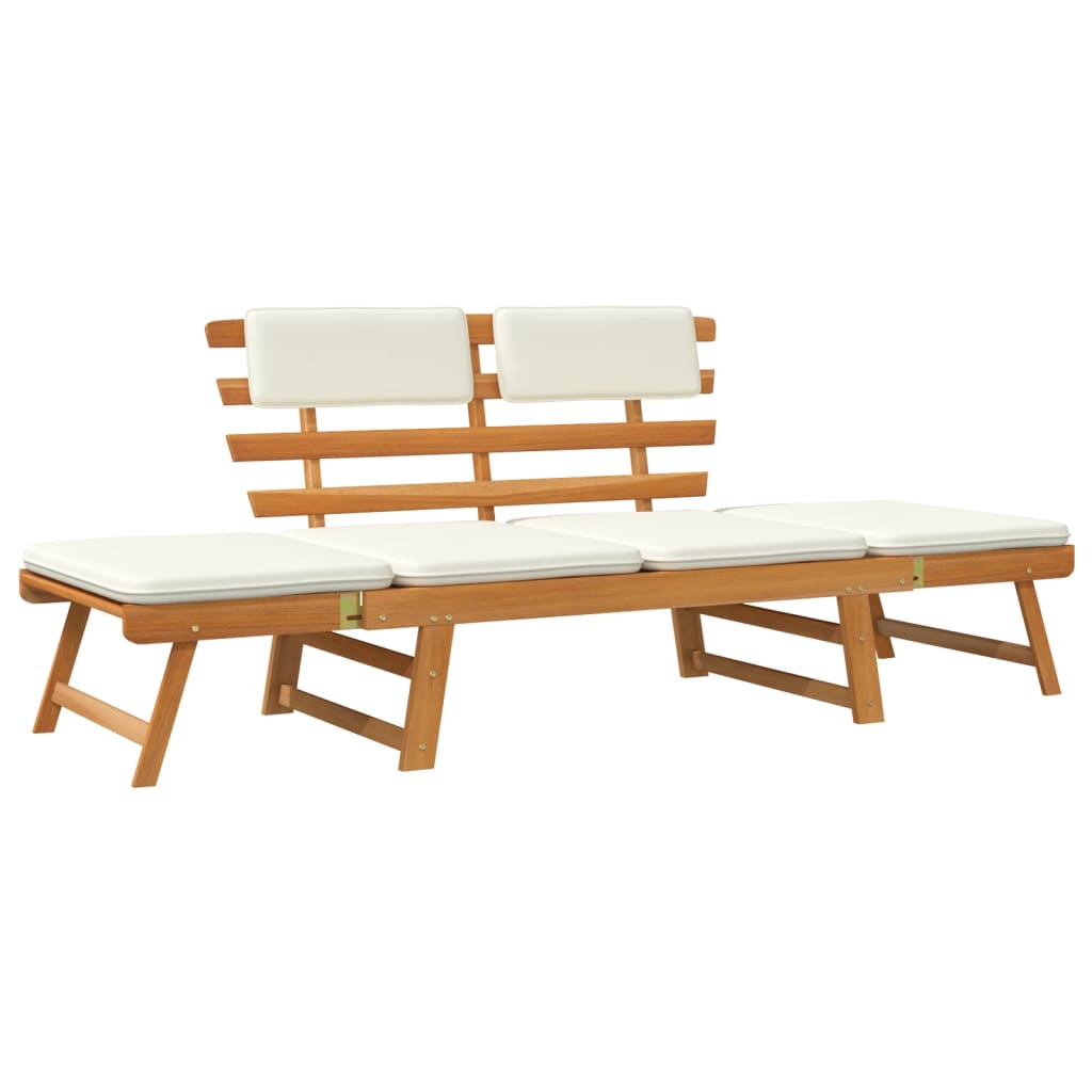 Banco de jardín con cojines 2 en 1 190 cm madera maciza de acacia