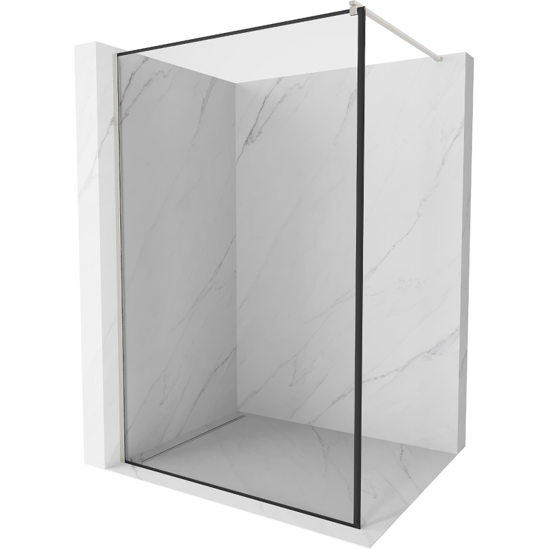 Mexen Kioto ścianka prysznicowa Walk-in 150 x 200 cm, czarna ramka 8 mm, nikiel szczotkowany - 800-150-101-97-70
