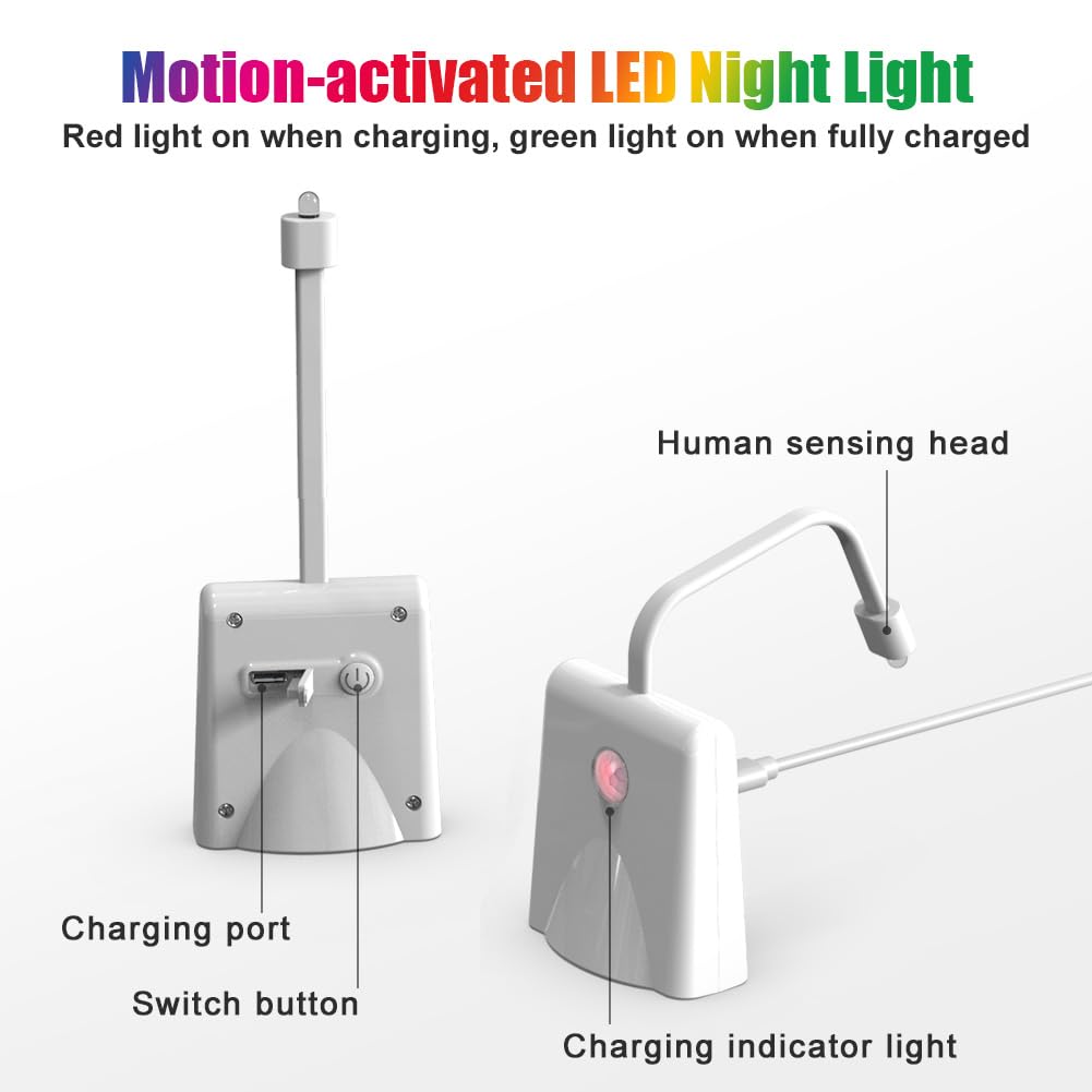 Veilleuse LED avec détecteur de mouvement, lumière pour siège de toilette, lumière LED pour toilettes - 8