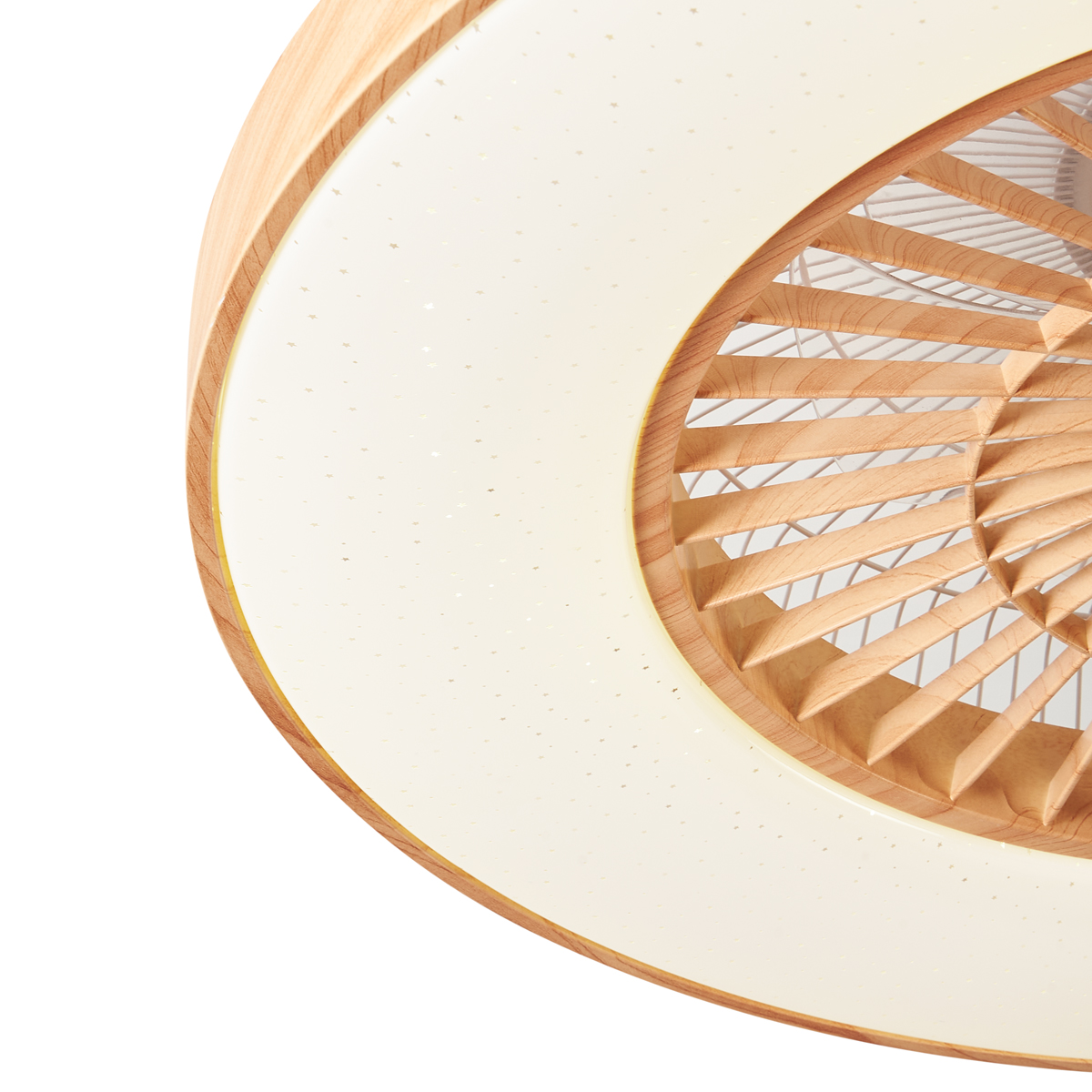 Ventilateur de plafond imprimé bois avec effet étoilé 60cm LED incluse dimmable avec télécommande - Climo - 2