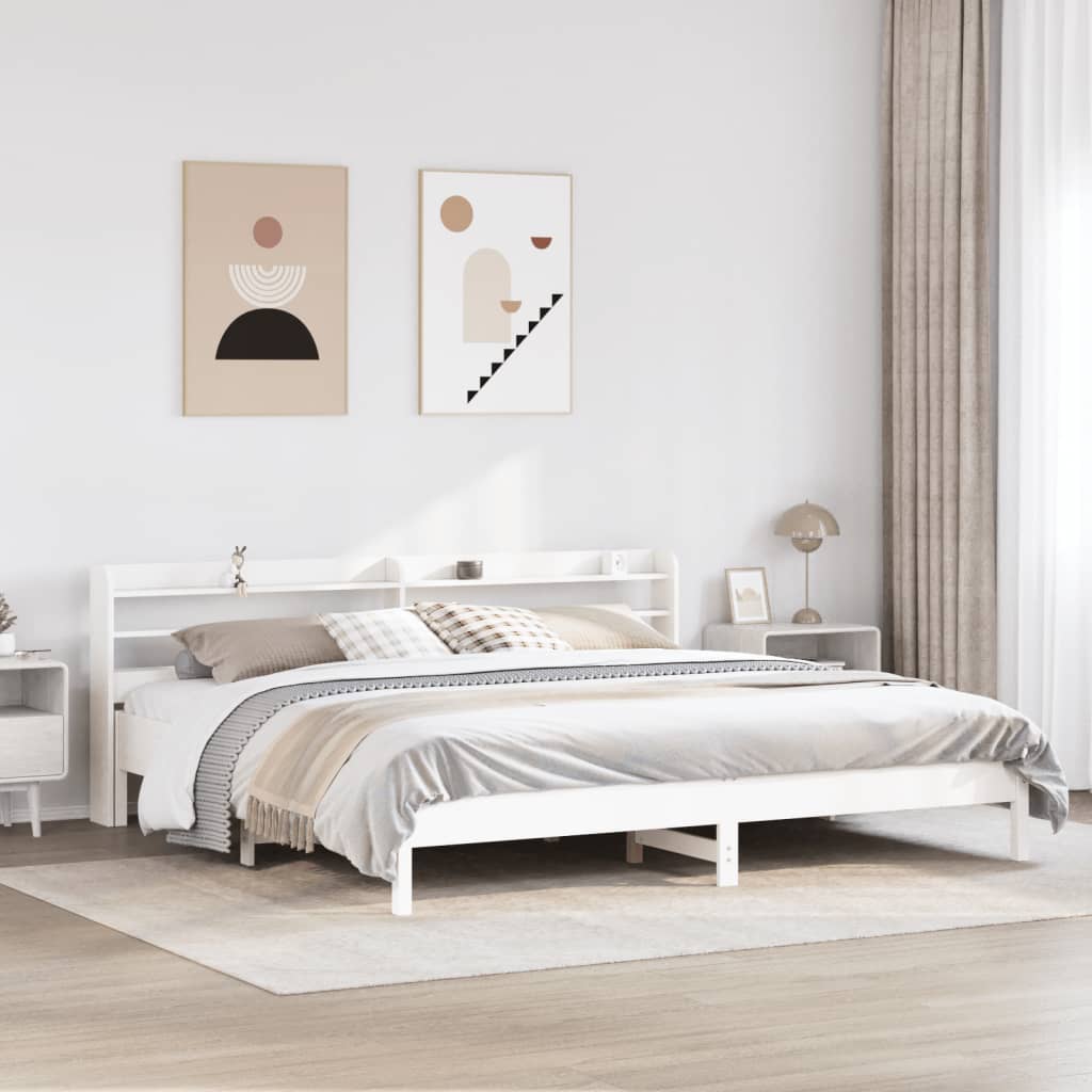 Rama łóżka bez materaca, biała, 180x200 cm, lite drewno sosnowe vidaXL