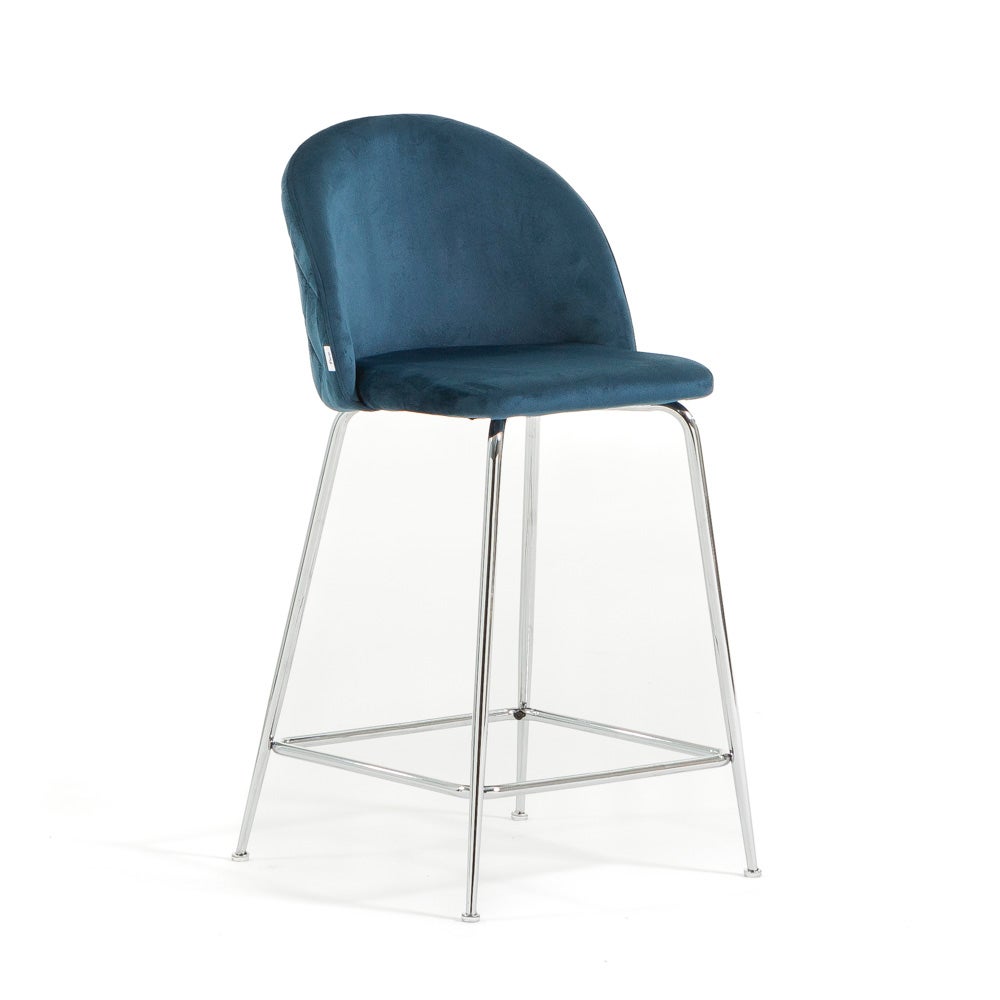 Nora Stool Sgabello Da Bar In Legno Di Gomma Con Seduta Imbottita In Pelle - Altezza 63,5 Cm - Senza Schienale, Con Poggiapiedi - Per Cucina E Isole
