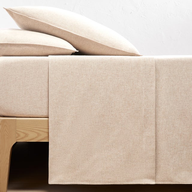Drap plat en flanelle de coton chambray, Clara - Camel chiné - 150 x 250 cm