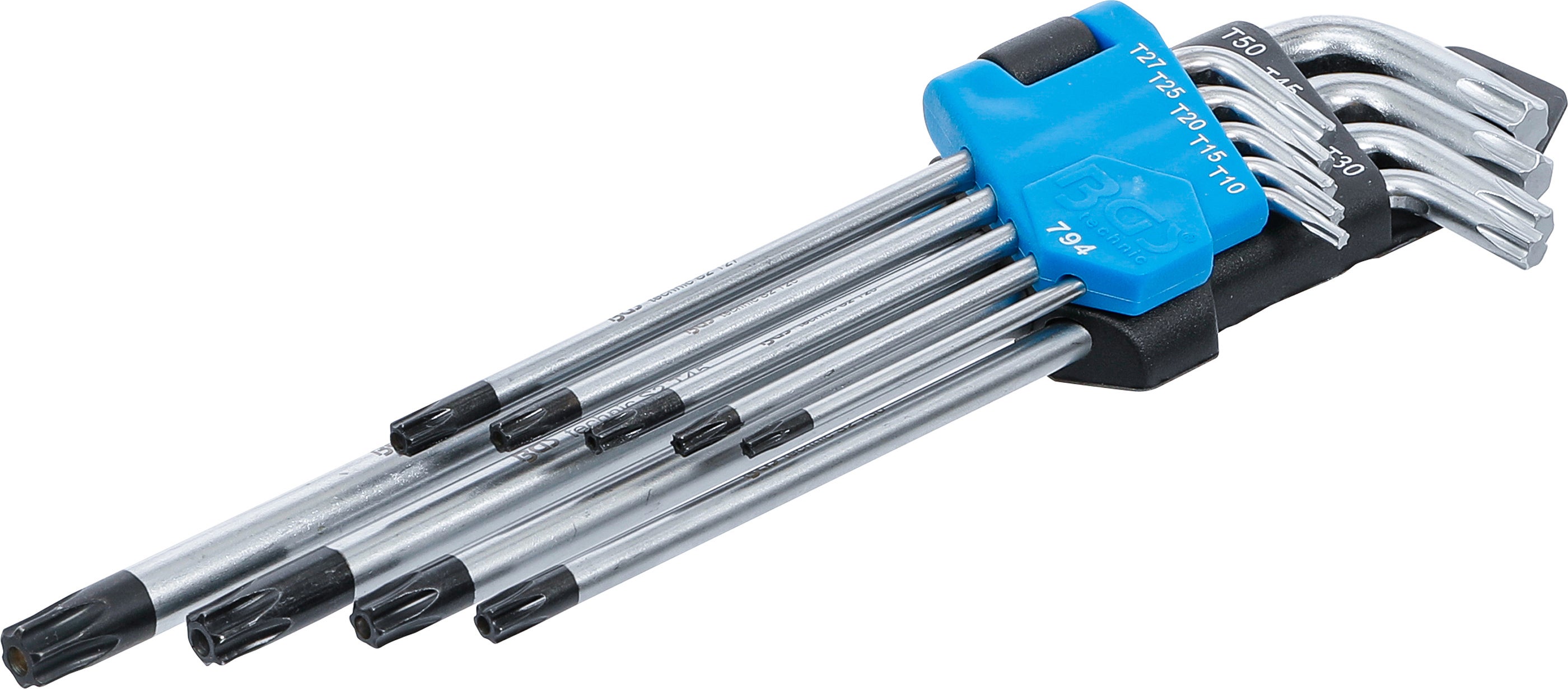 Zestaw kluczy kątowych BGS, bardzo długi, profil T (do Torx) z otworem T10 - T50, 9 sztuk - 794