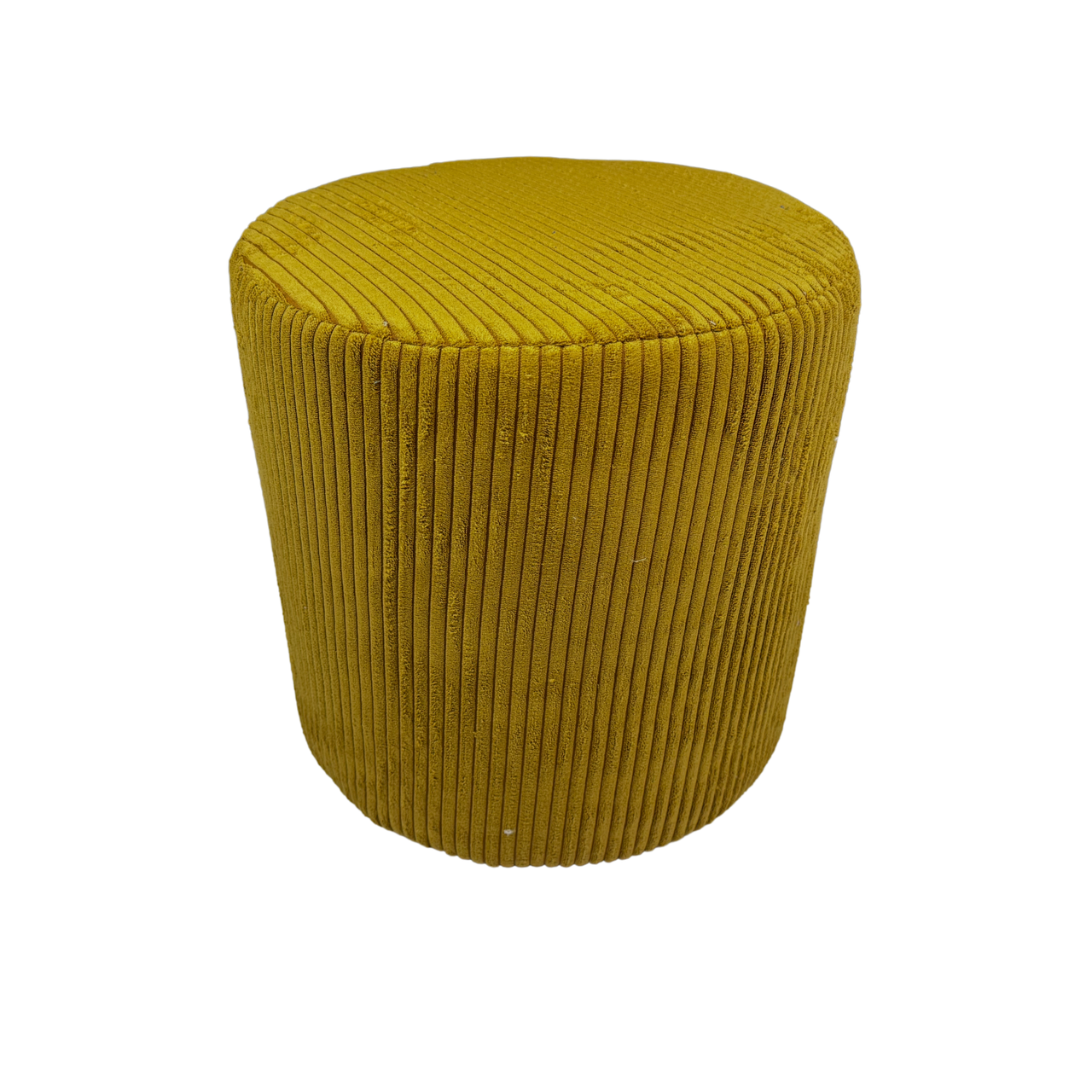 Pufa POSO sztruksowa 40x40 cm tapicerowana okrągła miekkie siedzisko do salonu podnóżek musztardowa