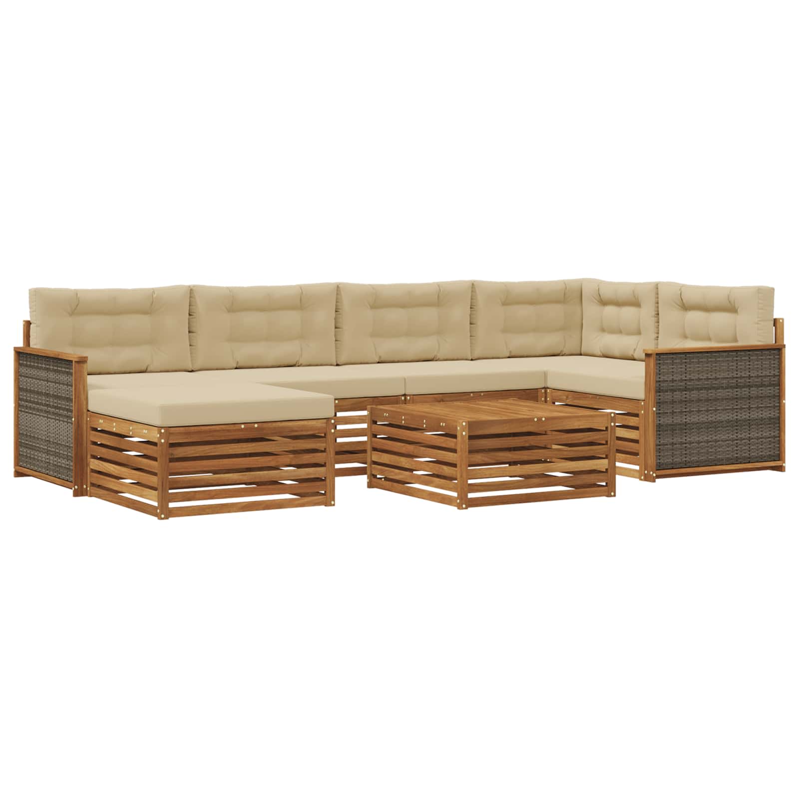 Ensemble de canapés d'extérieur 7 pc naturel et beige - 2