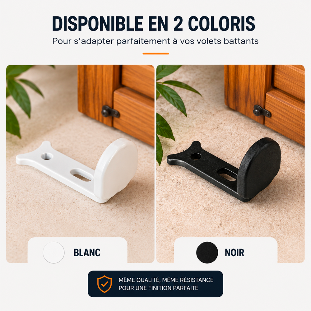 Butée d'espagnolette pour volet battant avec protection caoutchouc - Aluminium renforcé - Noir - 3