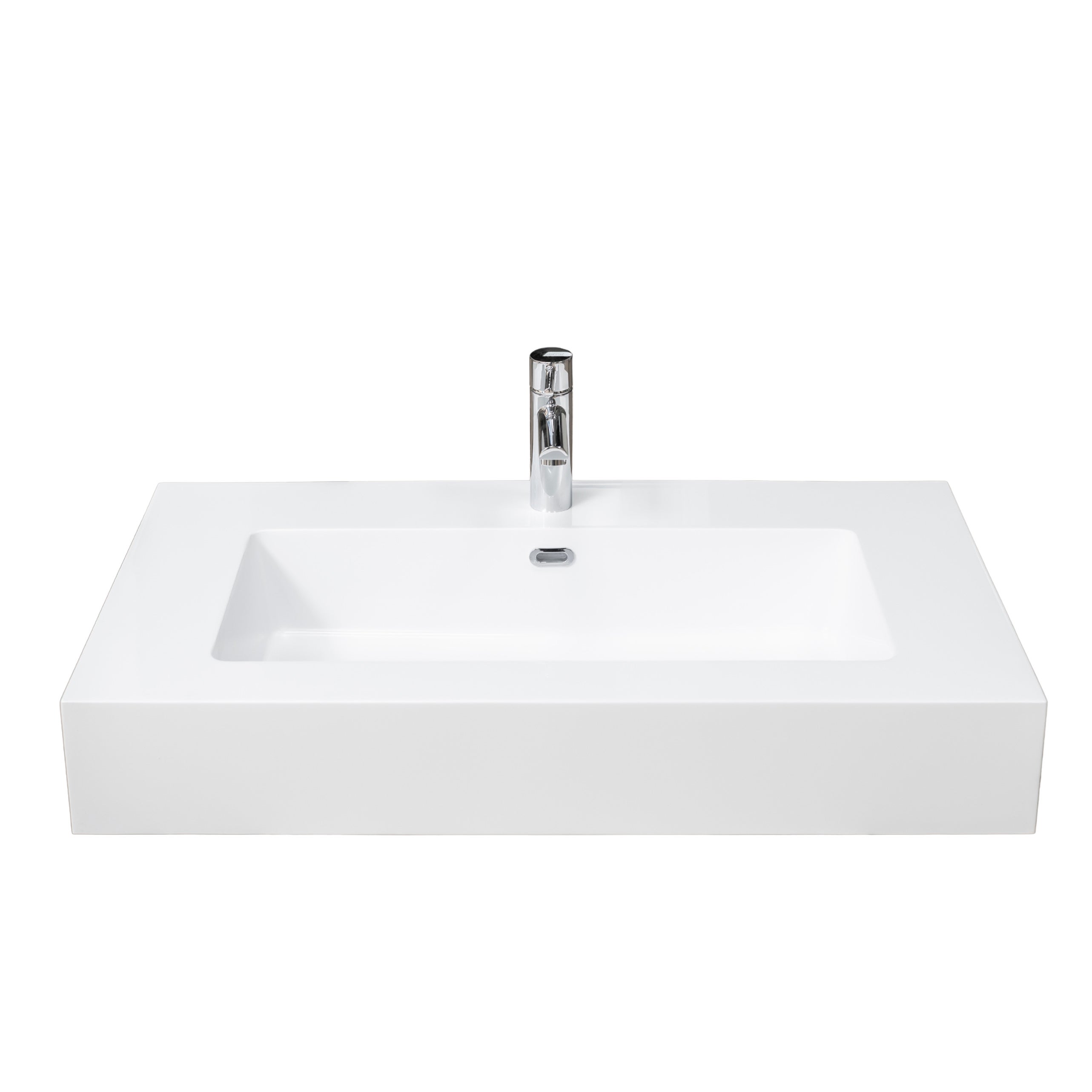 Lavabo sospeso 100 in resina bianco lucido - 4