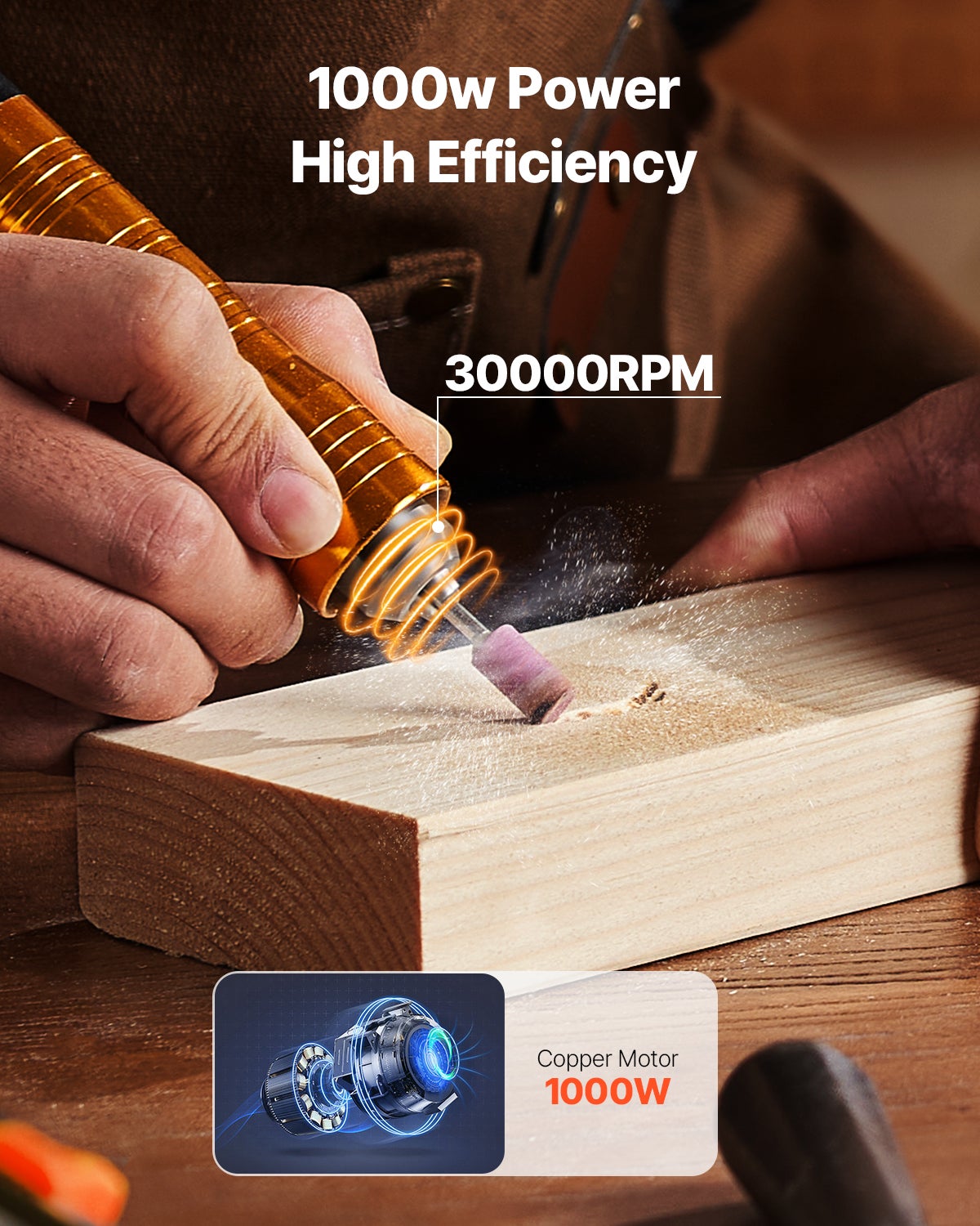 Meuleuse Suspendue à Arbre Flexible 780W - 500-23000 Tr/min - Mandrin 0,3-6,5mm - Avec Pédale Et 45 Accessoires