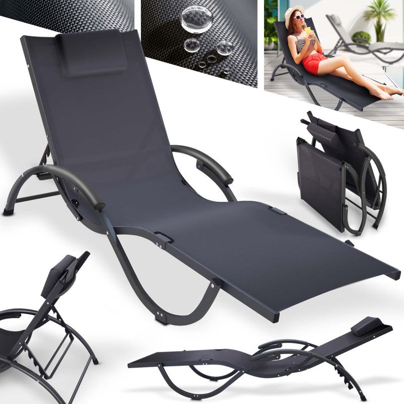 Transat Bois D'acacia Pliable - 3 Positions - Repose-tête Amovible - Confort Détente Jardin Ou Plage - Vert