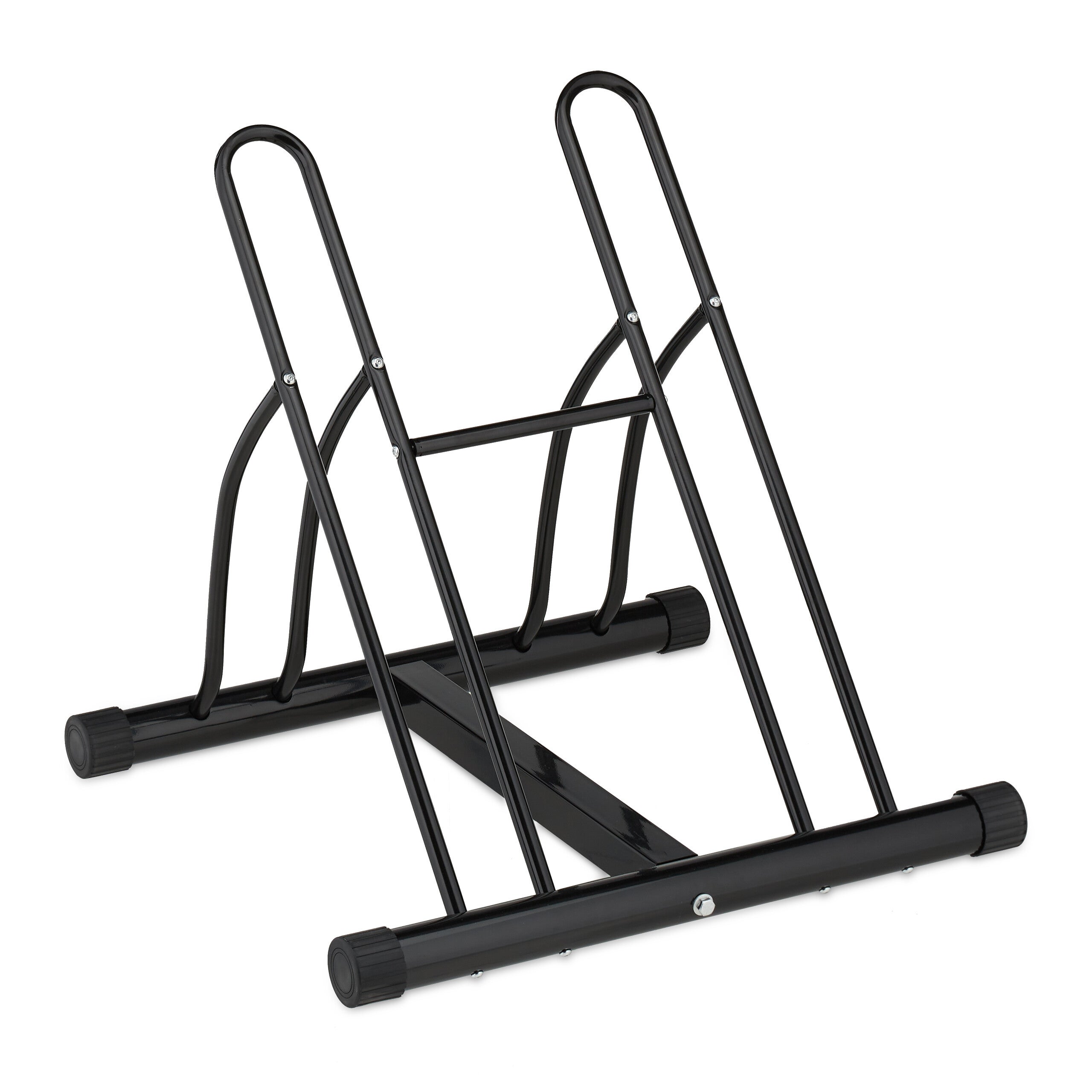 Râtelier Vélo Pour 2 Vélos Relaxdays - Support Métal Noir, Largeur Roue Max 60 Mm, Dimensions 57x60.5x55 Cm