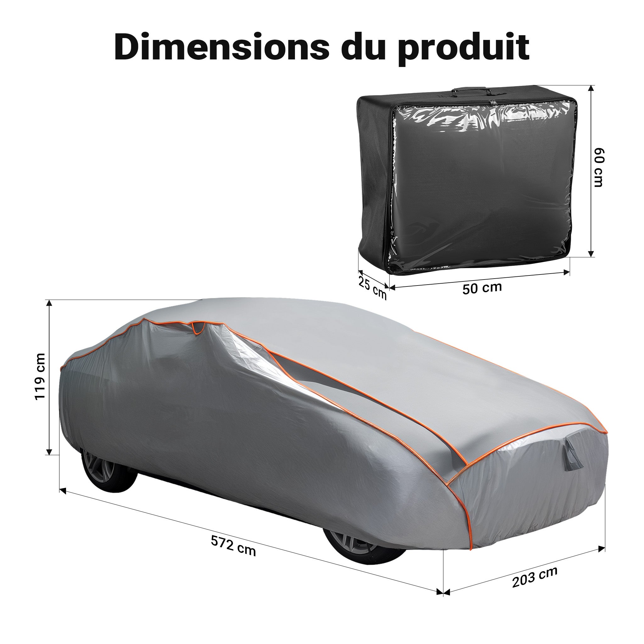 Housse extérieure anti-grêle pour voitures – Taille XXL / 572 x 203 x 119 cm – Bâche de protection étanche et respirante anti-rayures… XPOtool - 3
