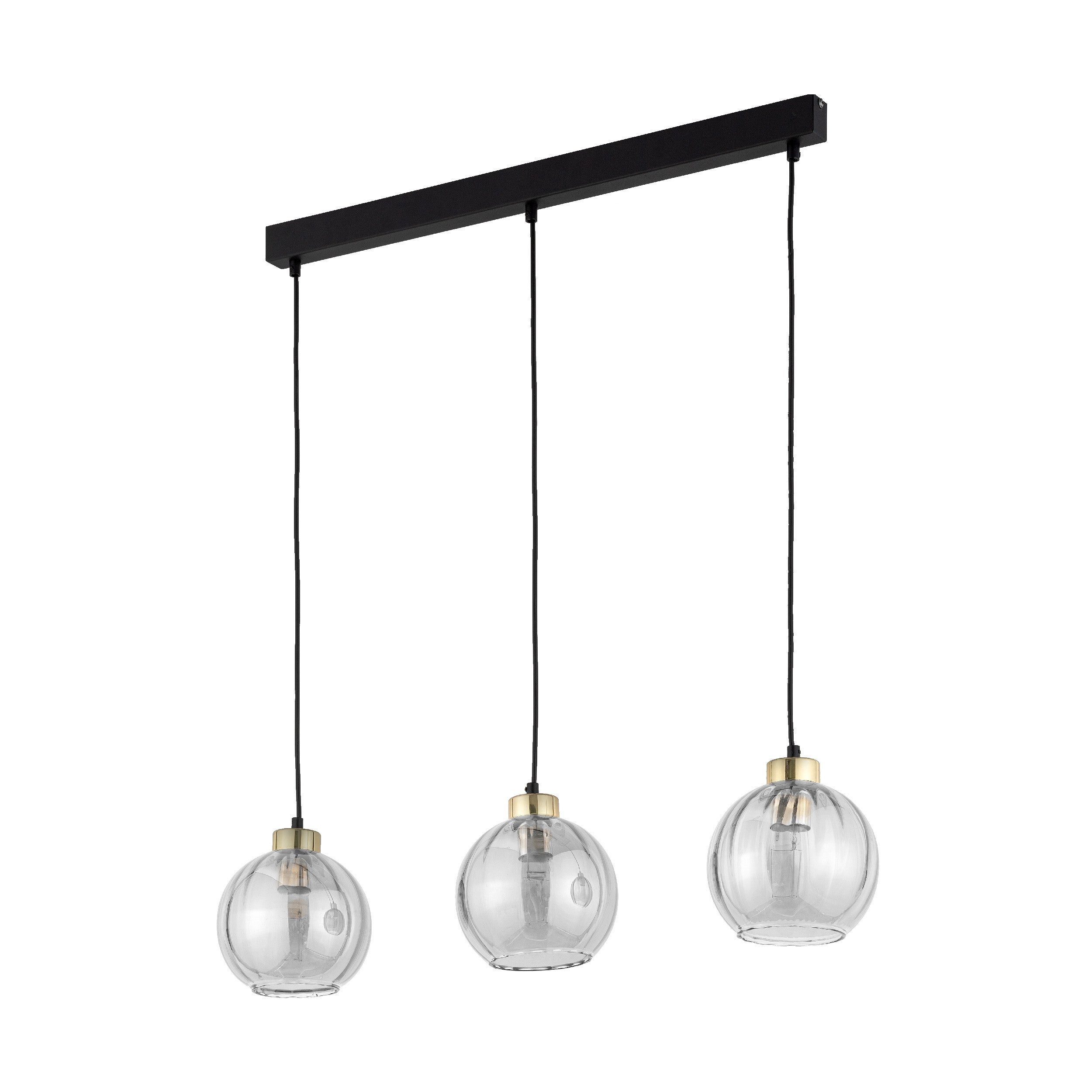 Lampa wisząca Devi czarno-przezroczysta-złota 3xE27x15W wym: 120 x 18 x 81 cm szkło TK Lighting