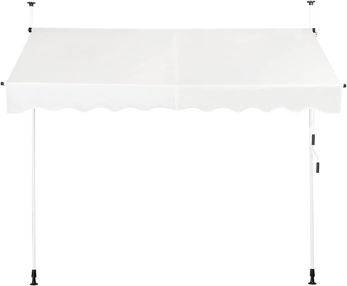Toldo retráctil manual, toldo enrollable impermeable con manivela, altura ajustable 2-3m, toldos exterior terraza balcón jardín (beige, 2,5 m)