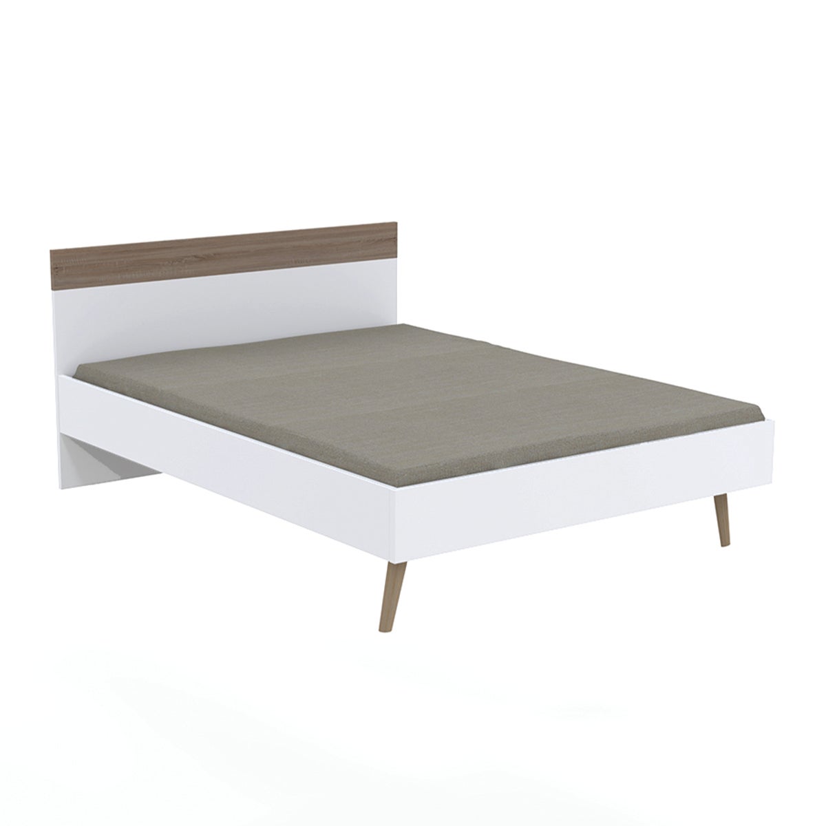 Lit 140x190 Alaric Blanc et Bois blanchi - 2