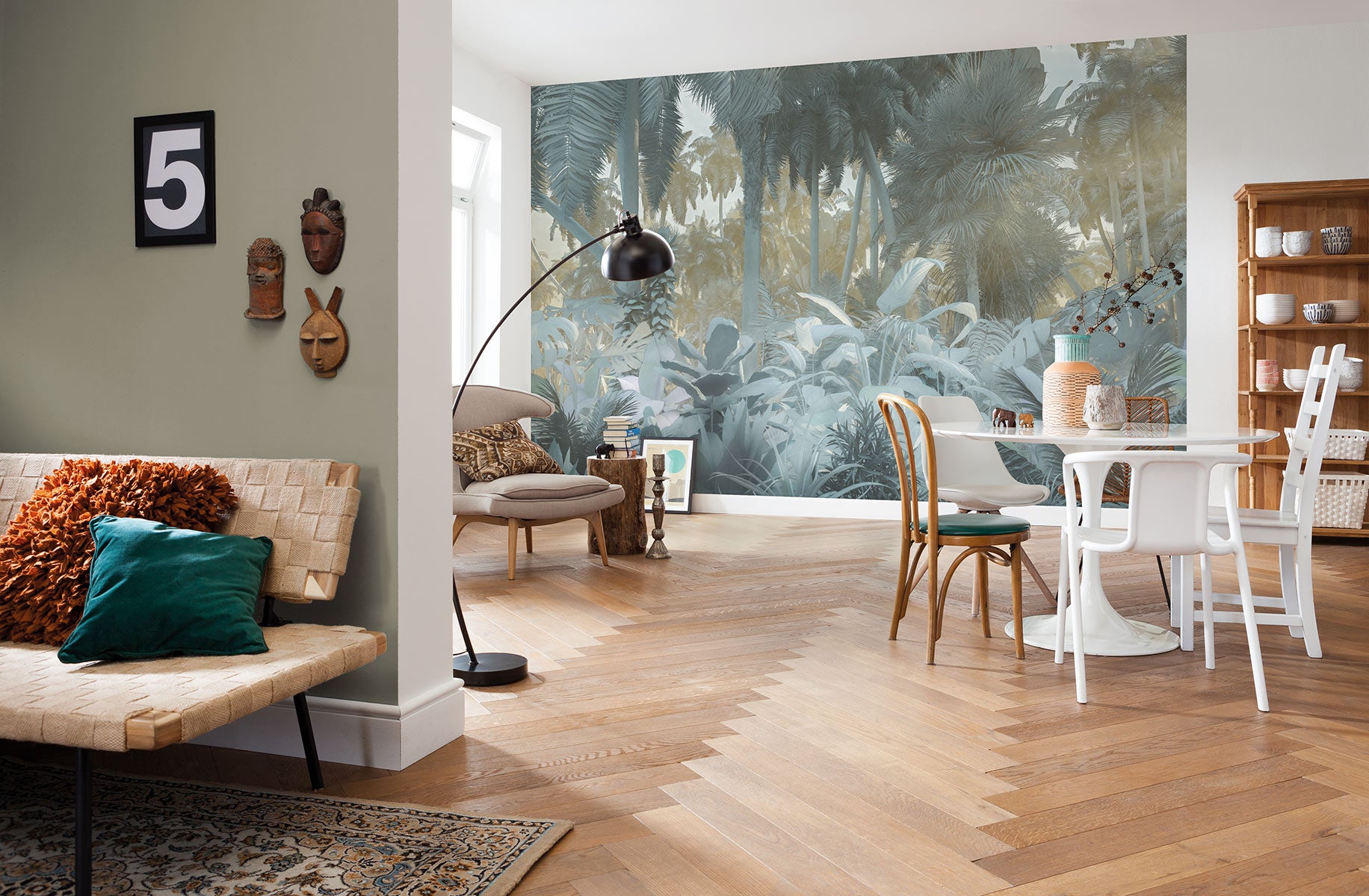 Fototapeta dżungla szarymIbeżowym - 400 x 250 cm - SANDERS &amp; SANDERS