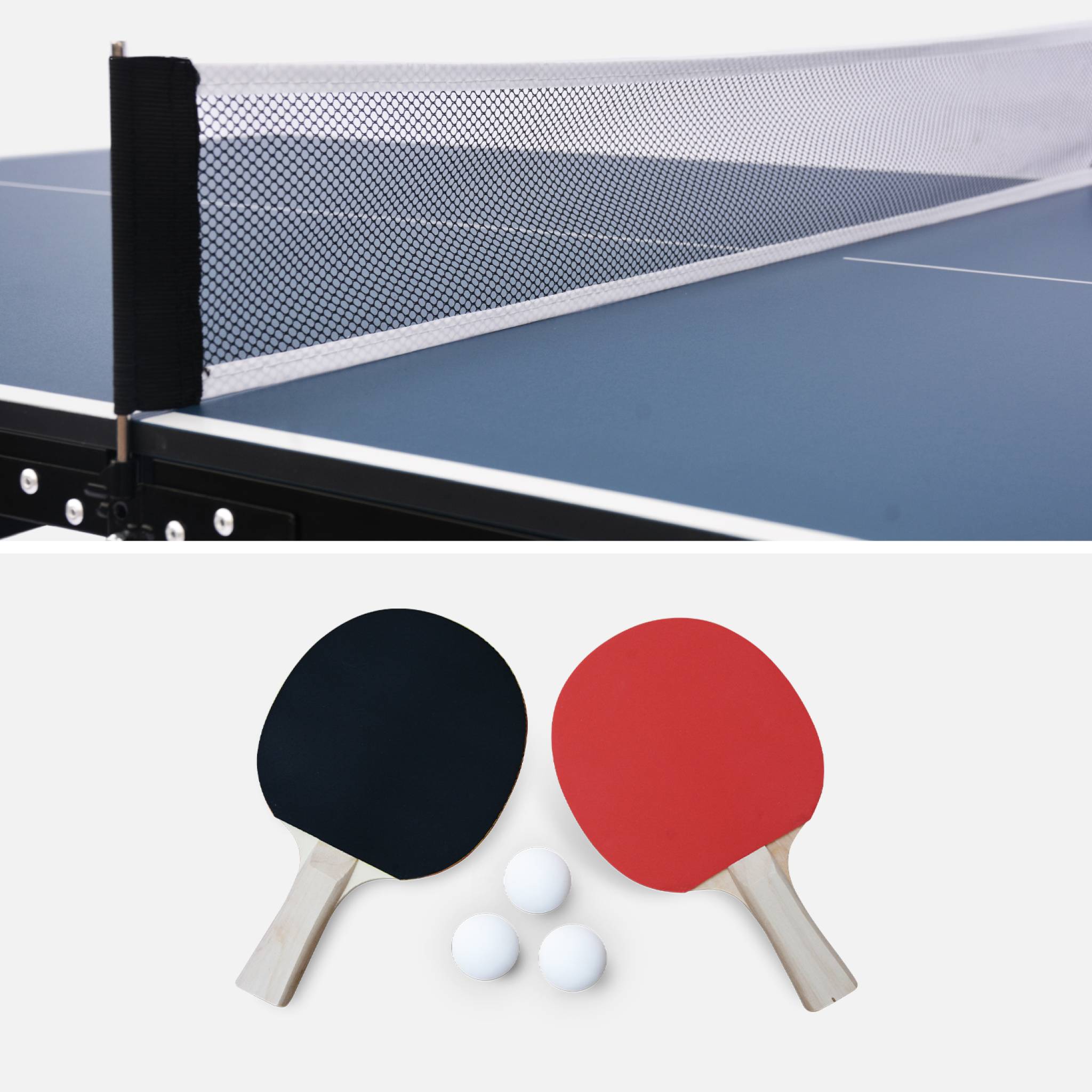 Table de ping pong d'intérieur médium. bleu. avec 2 raquettes et 3 balles TABLE DE PING PONG MEDIUM PLIABLE - 6