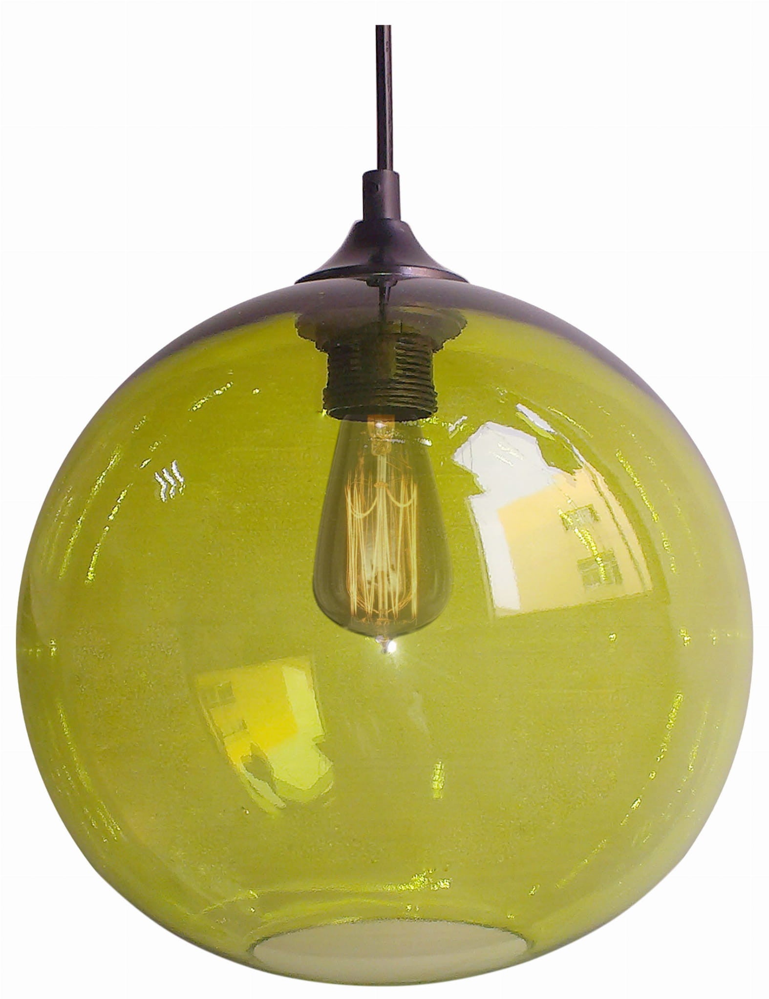 Lampa wisząca Edison czarno-zielona 1xE27x60W wym: 120 x 25 x 25 cm szkło Candellux