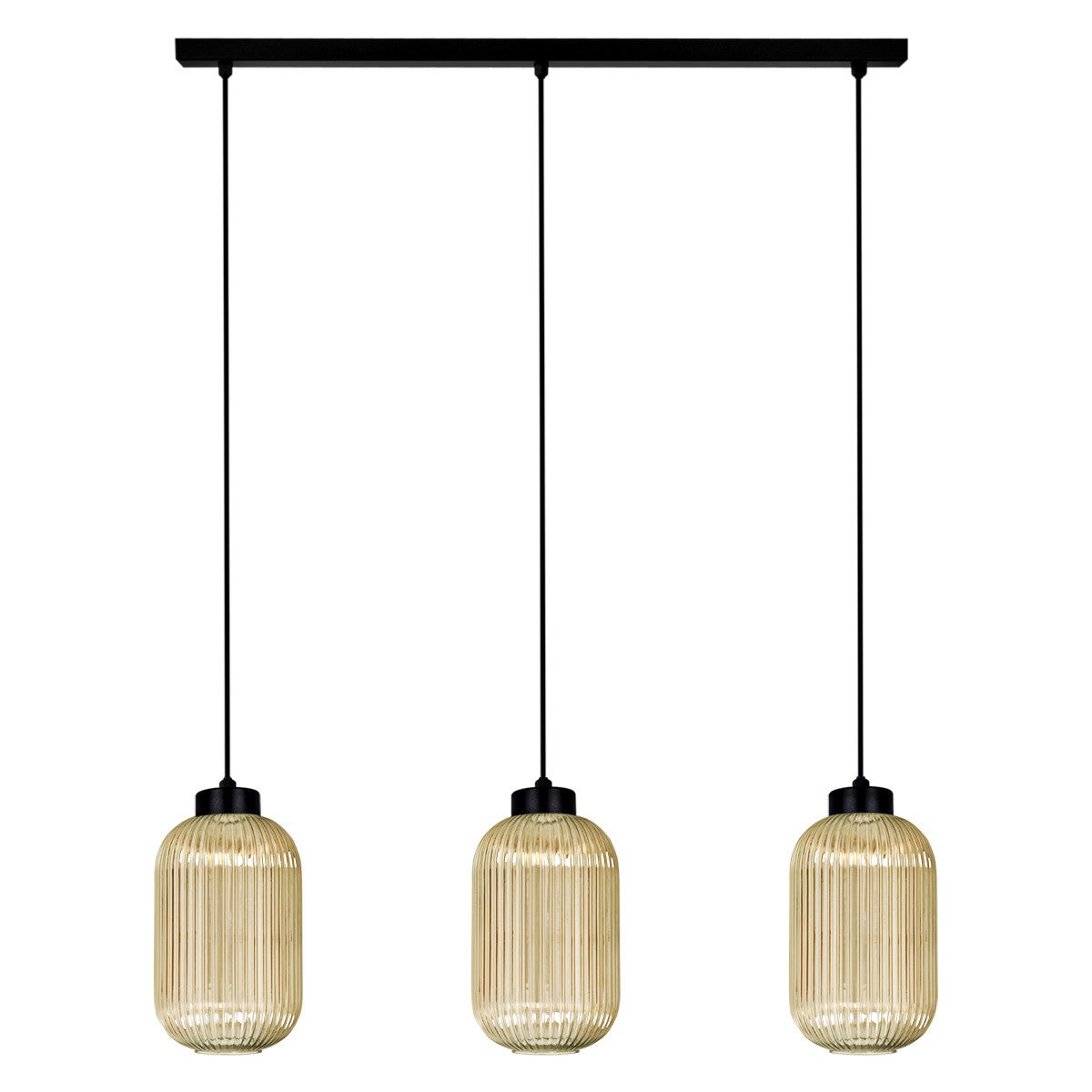 Lampa wisząca FADIGA bursztynowo-czarna 3xE27x20W szkło wym:93x70x14cm IP20 Kaja